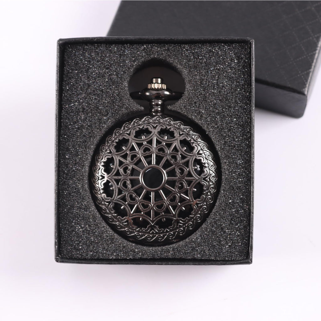 NewRiu Scrying Mirror Black Obsidian — Vintage Pocket Watch Divination Tool