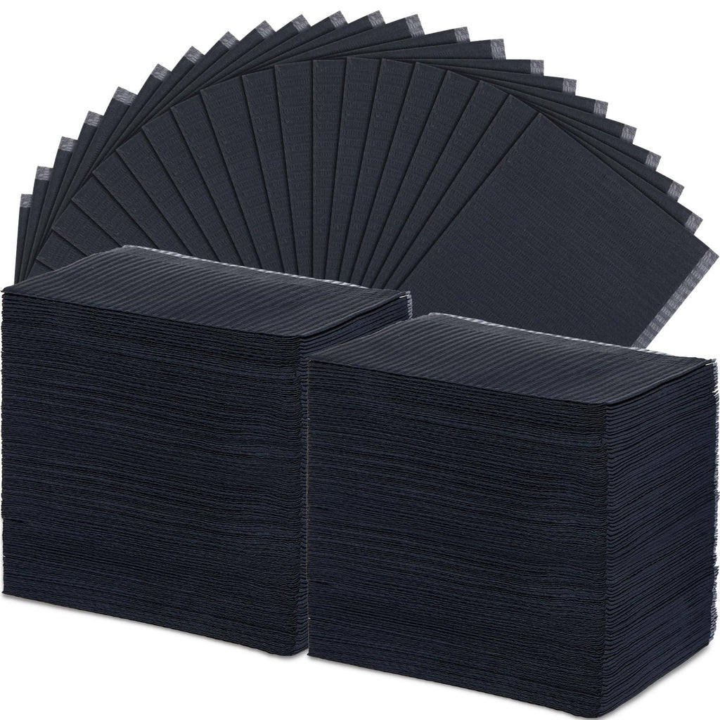 Newwiee 250 Pcs Disposable Nail Table Towels Mat & Waterproof Tattoo Bibs – 13 x 18 Inches, 3-Ply, Black