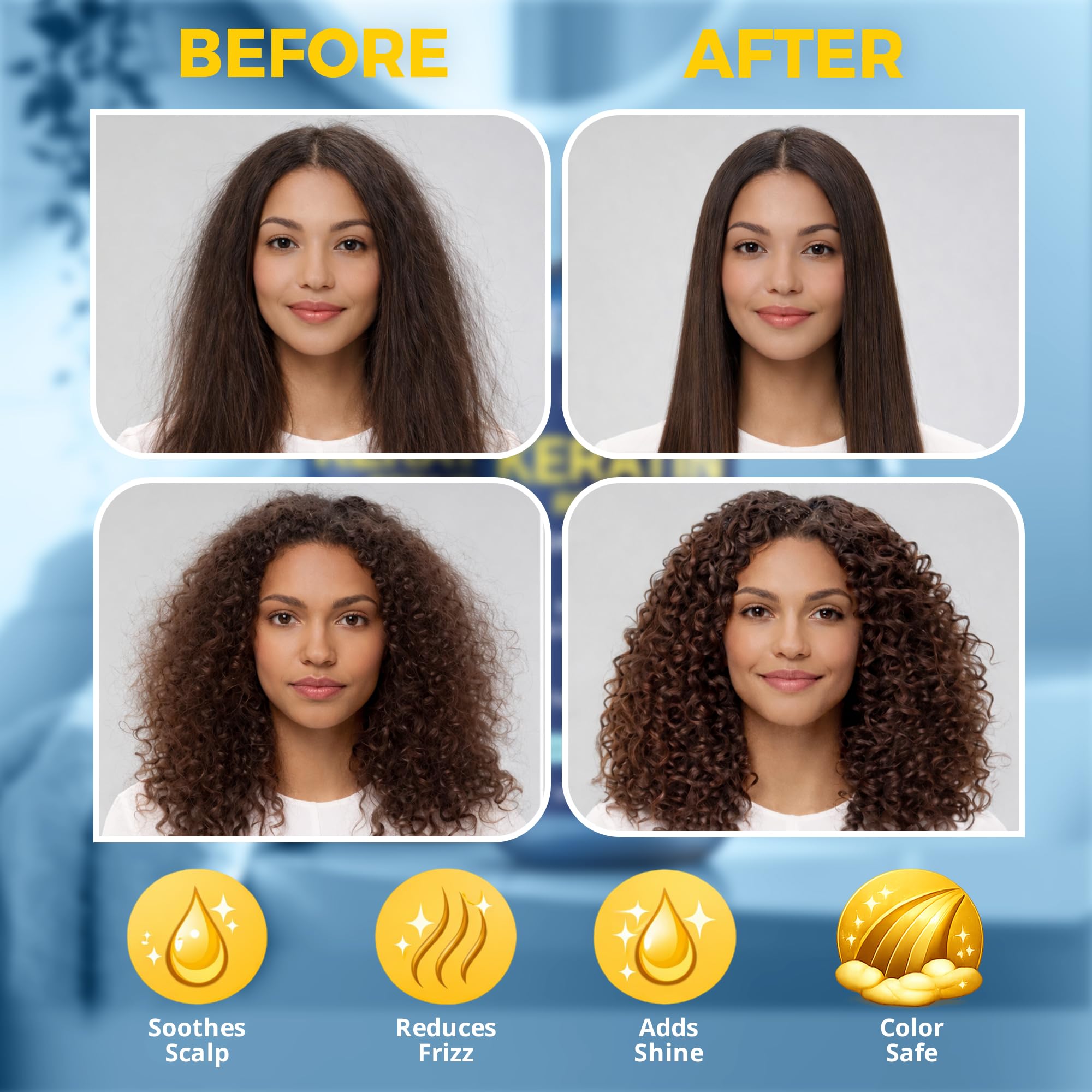 Nexon Botanics Keratin Shampoo & Conditioner Set – 16 fl oz Each | Strength, Moisture & Color Safe