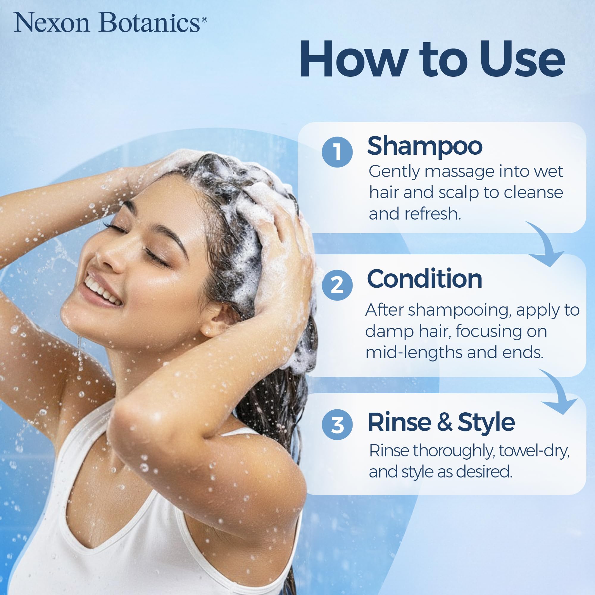 Nexon Botanics Keratin Shampoo & Conditioner Set – 16 fl oz Each | Strength, Moisture & Color Safe