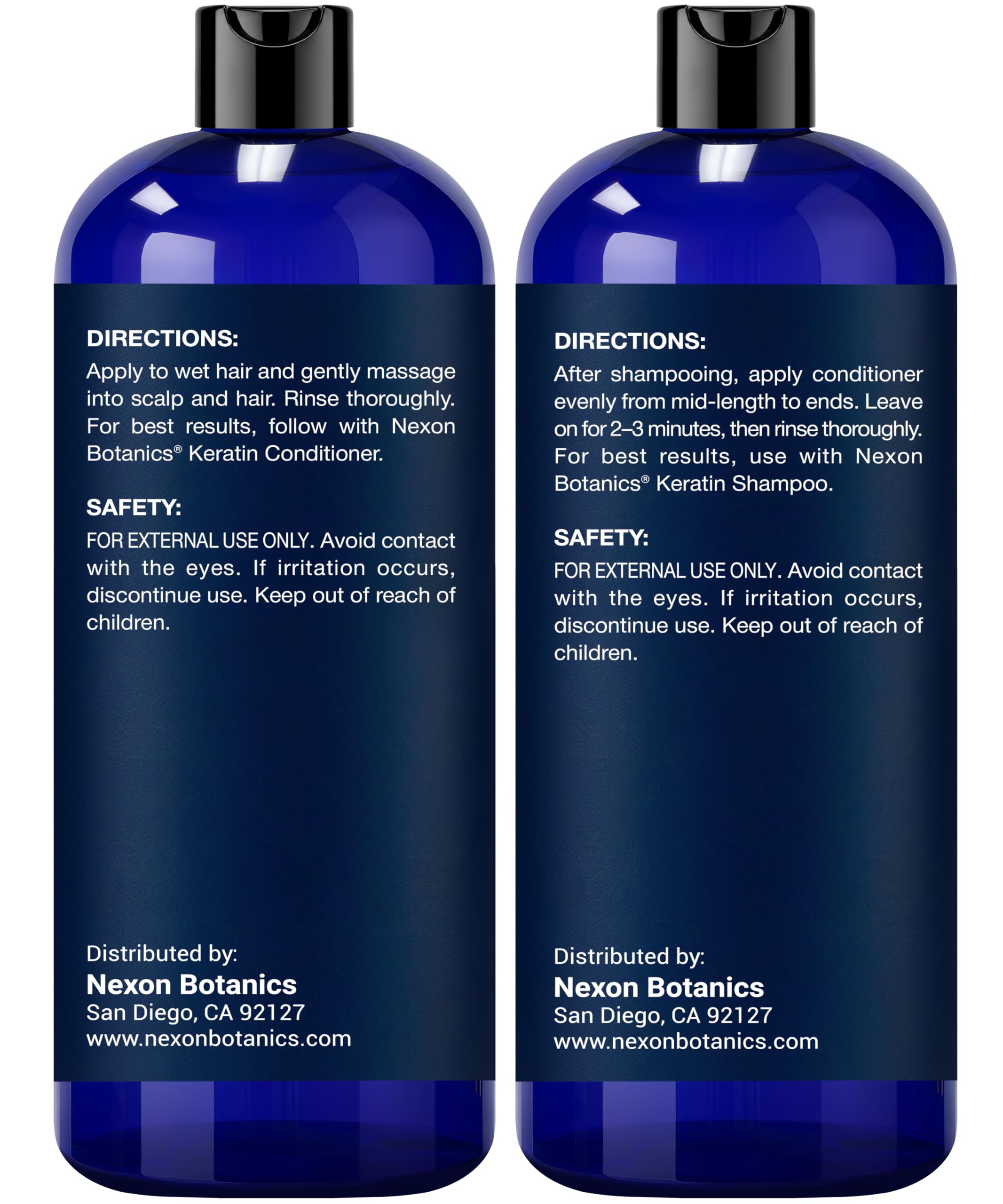 Nexon Botanics Keratin Shampoo & Conditioner Set – 16 fl oz Each | Strength, Moisture & Color Safe