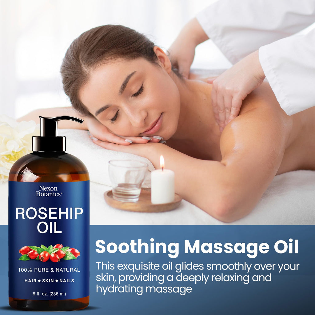 Nexon Botanics Rosehip Oil for Face 8 fl oz – Gua Sha, Massage & Skin Care