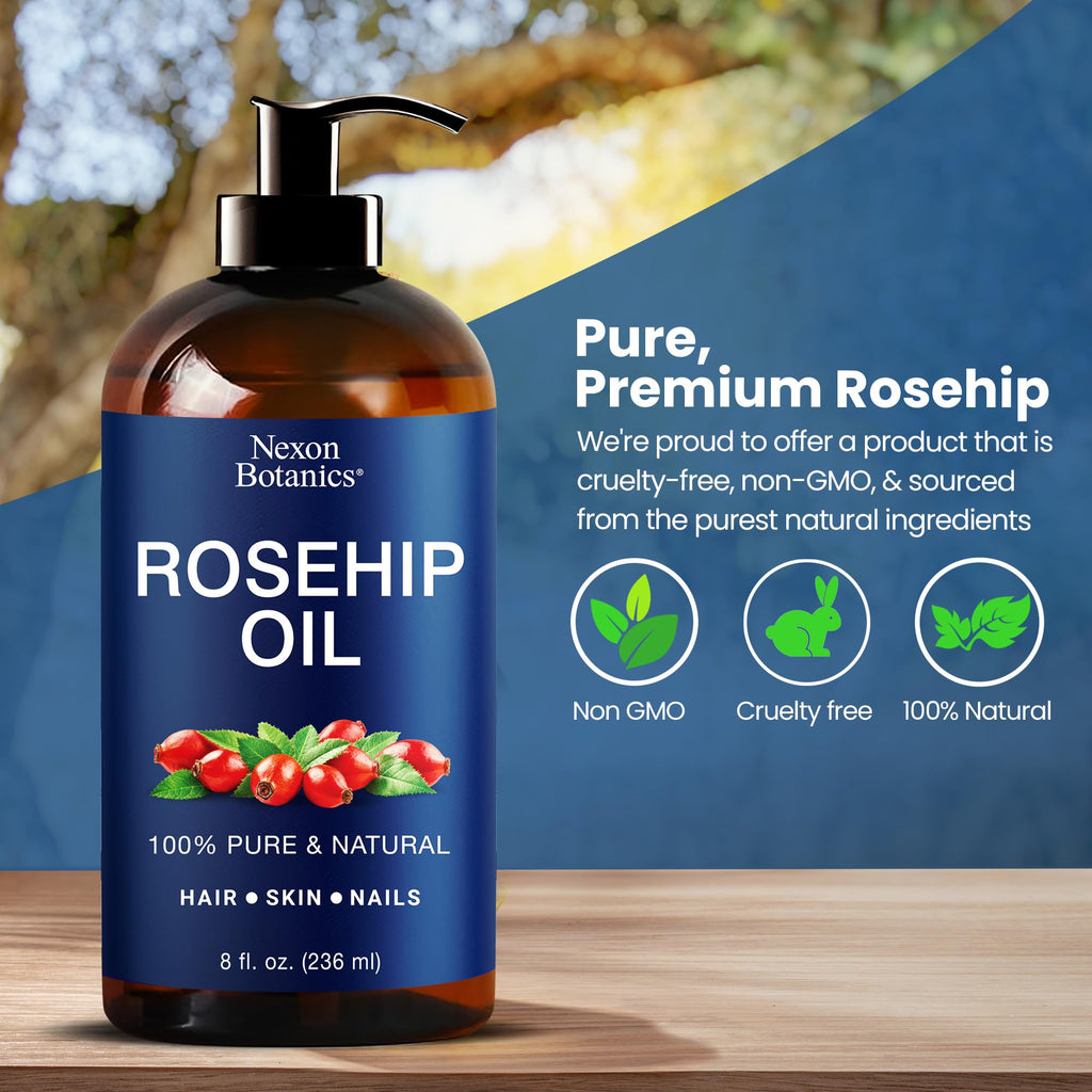 Nexon Botanics Rosehip Oil for Face 8 fl oz – Gua Sha, Massage & Skin Care