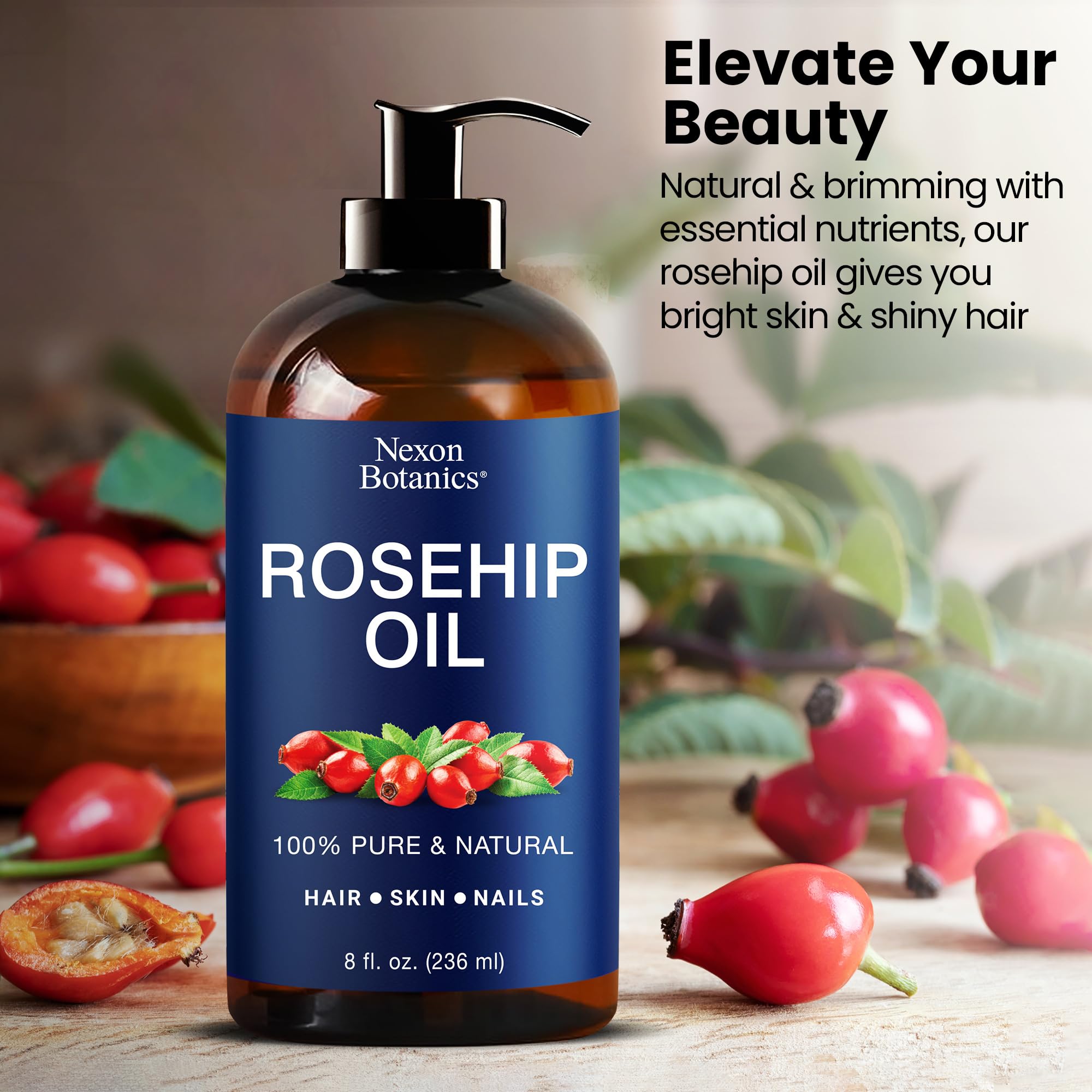 Nexon Botanics Rosehip Oil for Face 8 fl oz – Gua Sha, Massage & Skin Care