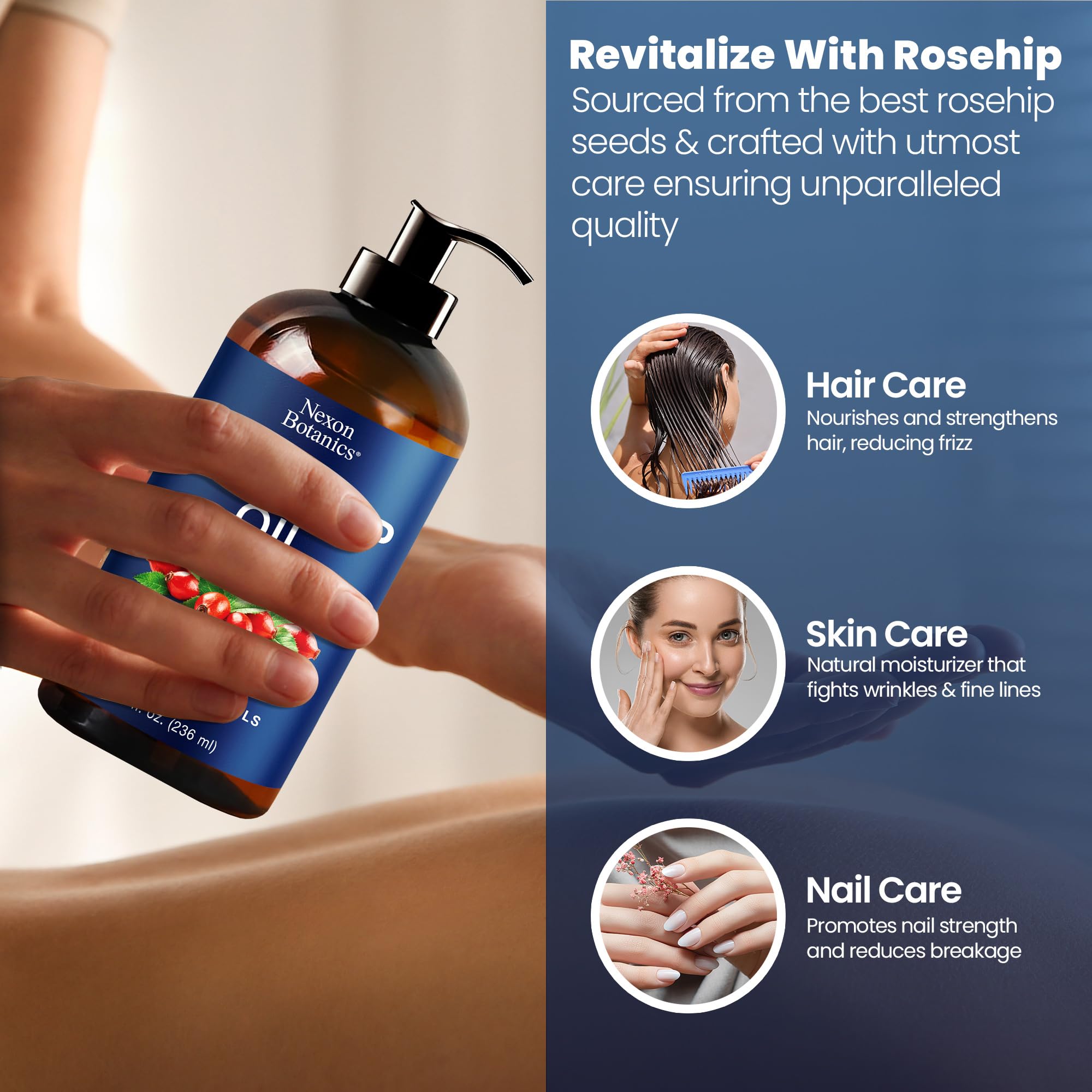 Nexon Botanics Rosehip Oil for Face 8 fl oz – Gua Sha, Massage & Skin Care
