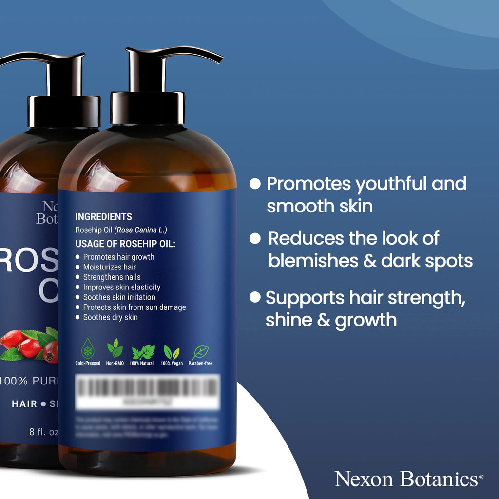 Nexon Botanics Rosehip Oil for Face 8 fl oz – Gua Sha, Massage & Skin Care