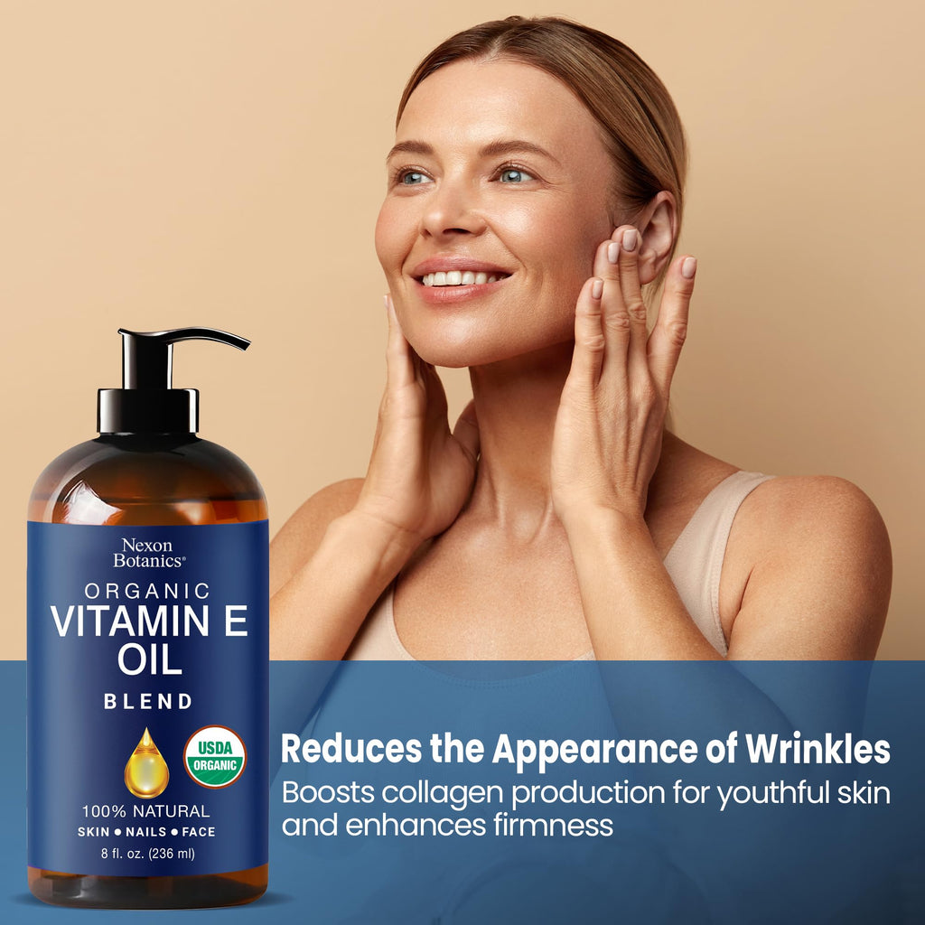 Nexon Botanics Organic Vitamin E Oil Blend – 8 fl oz for Skin, Scar & Face
