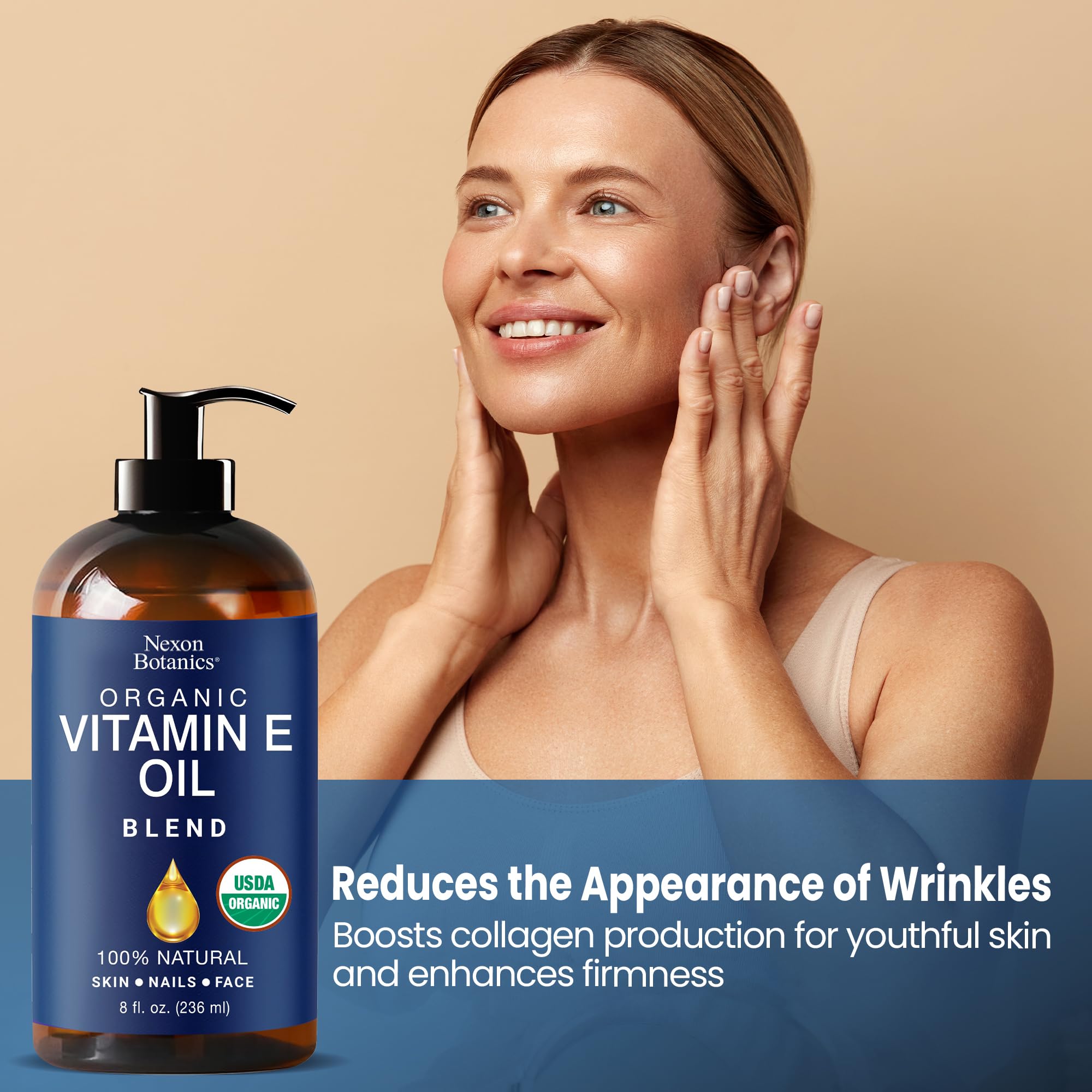 Nexon Botanics Organic Vitamin E Oil Blend – 8 fl oz for Skin, Scar & Face