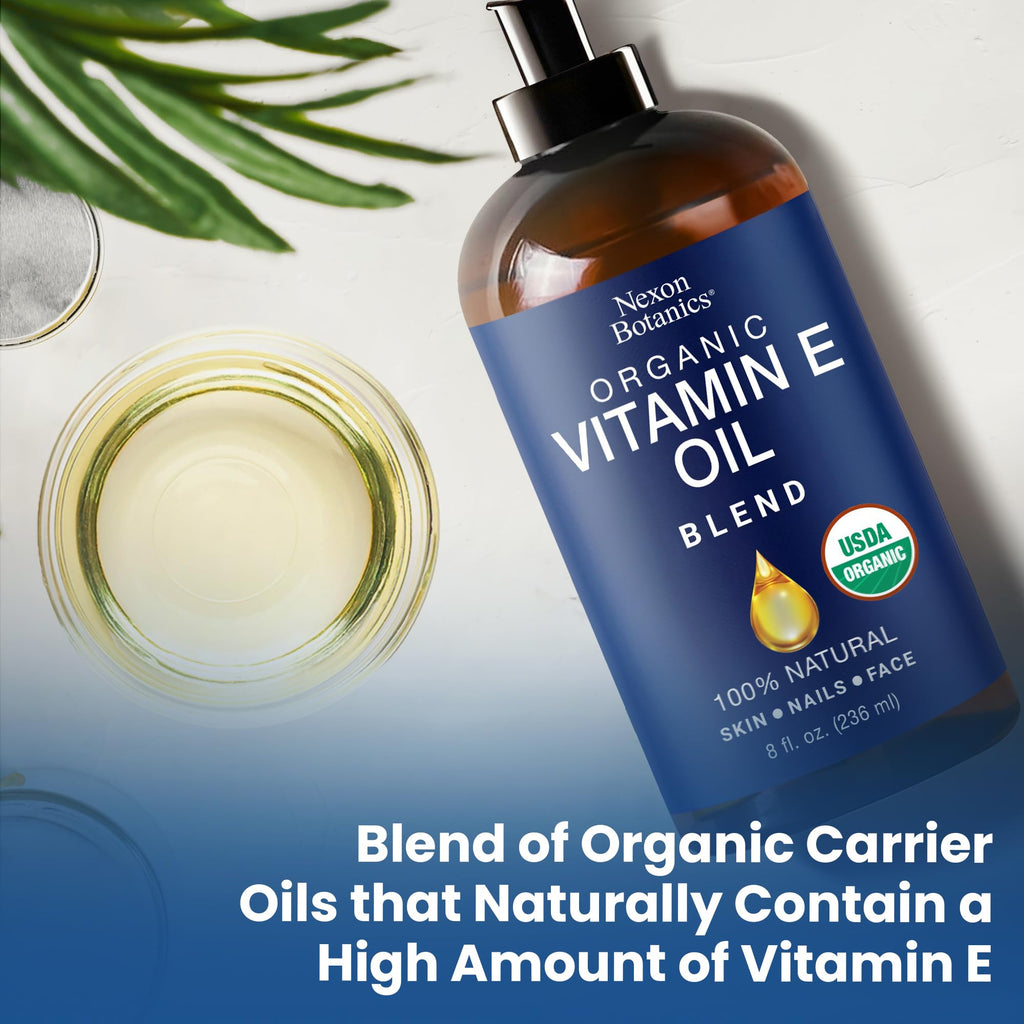 Nexon Botanics Organic Vitamin E Oil Blend – 8 fl oz for Skin, Scar & Face