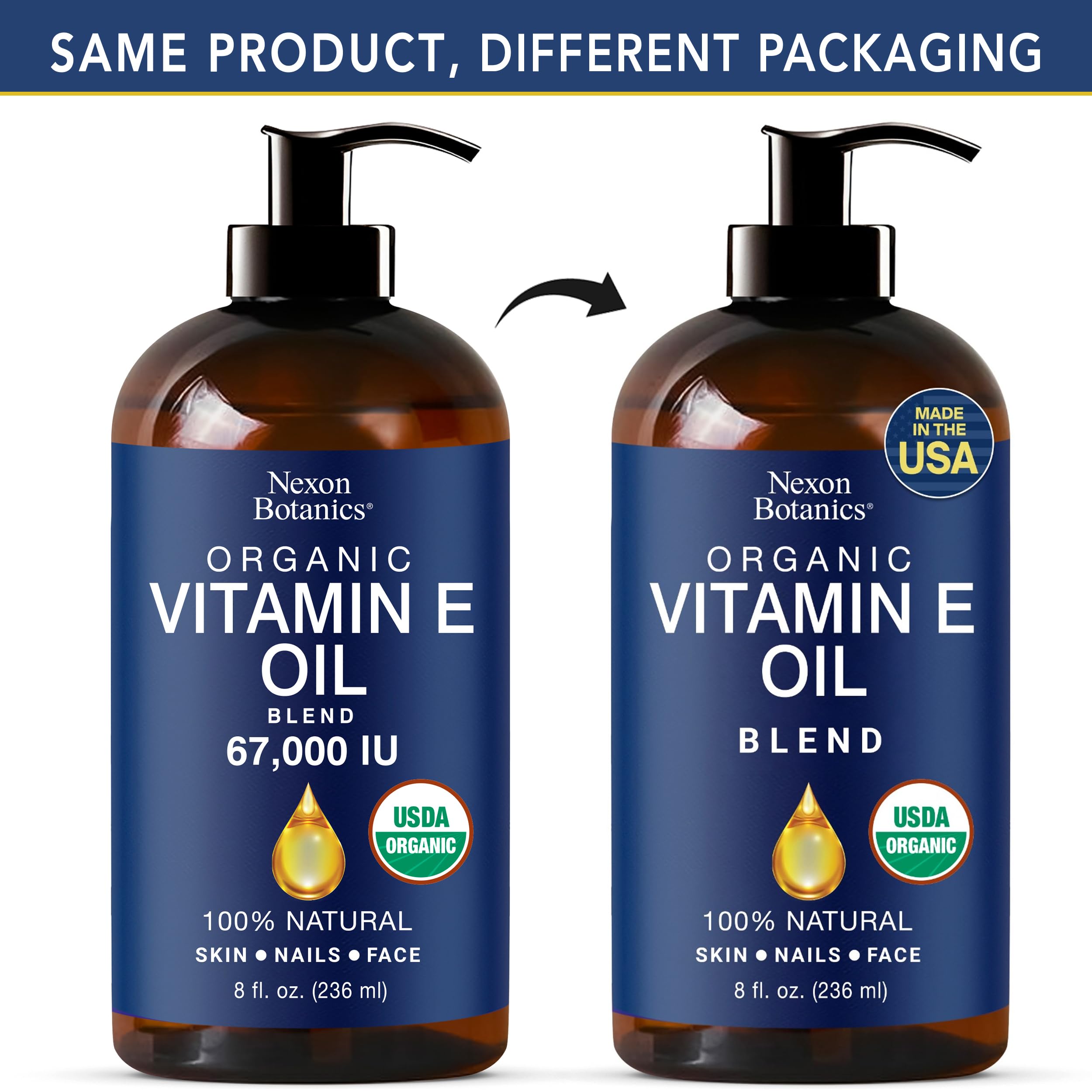 Nexon Botanics Organic Vitamin E Oil Blend – 8 fl oz for Skin, Scar & Face