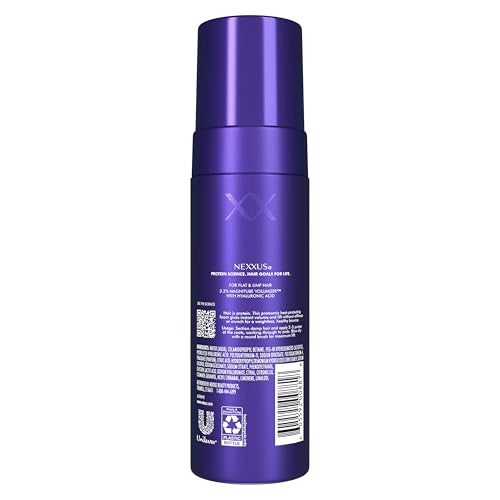 Nexxus HY-VOLUME Cloud Foam - Weightless Lift for Flat Hair, 48h Volume, Collagen + Hyaluronic Acid, 5.5 fl oz