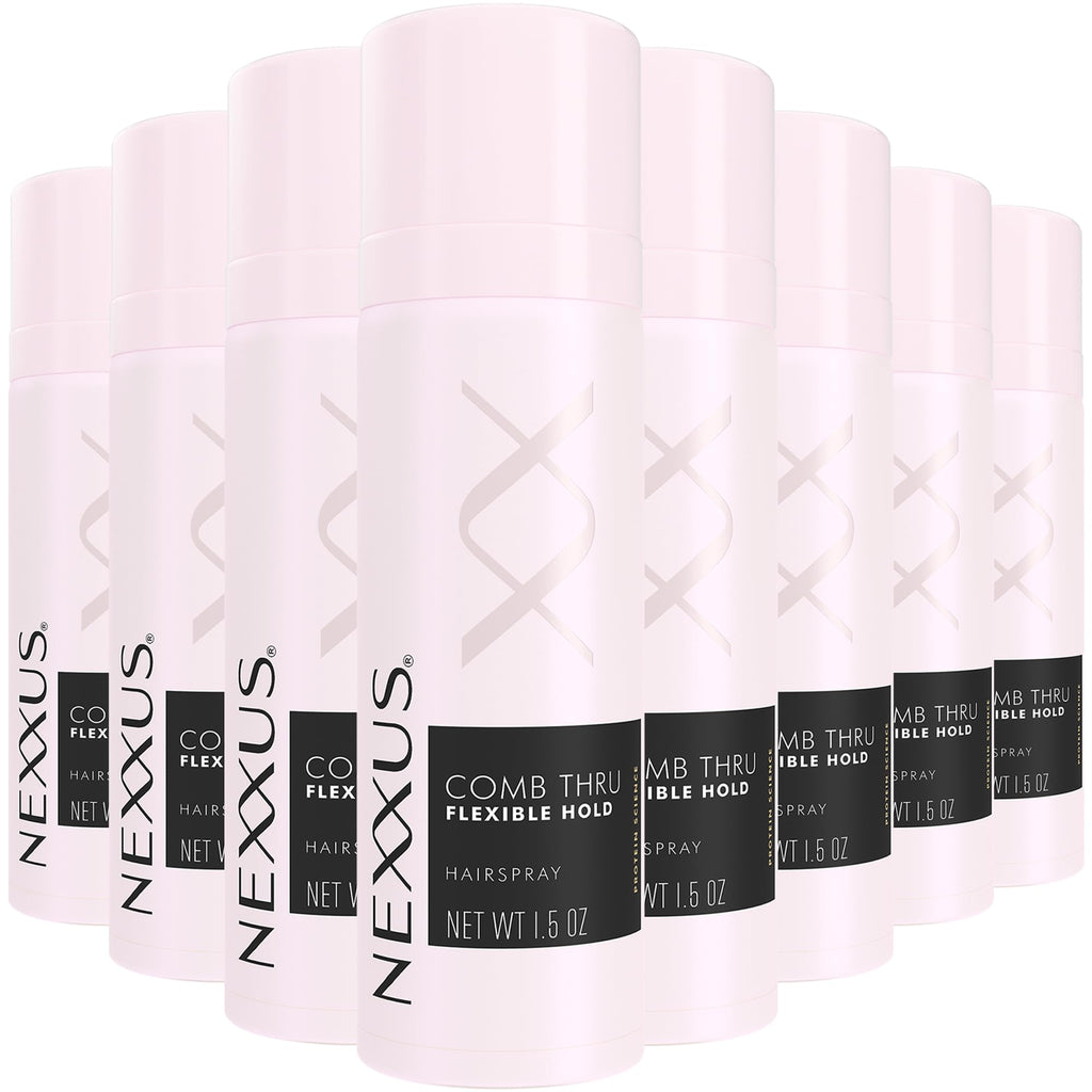 Nexxus Comb Thru Flexible Hold Hairspray – 8-Pack Travel Size, Rose Fragrance, 72-Hour Humidity Shield