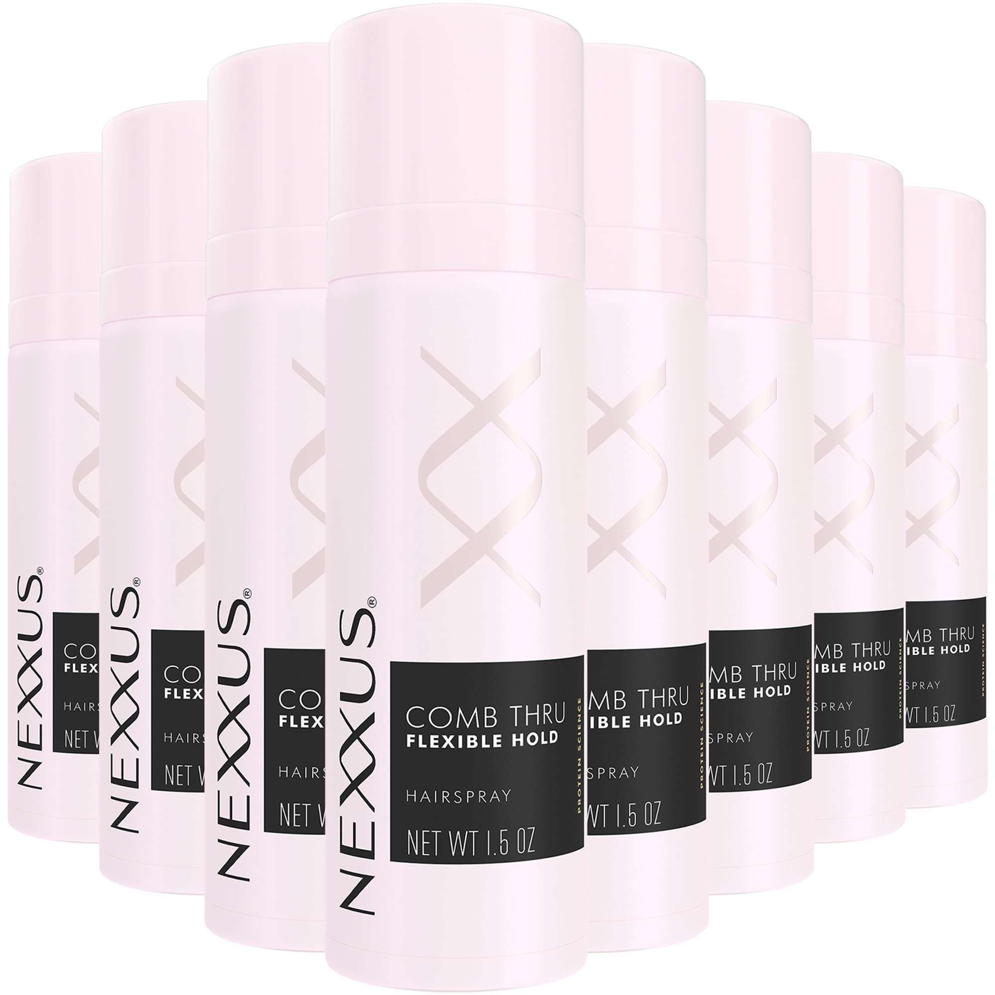 Nexxus Comb Thru Flexible Hold Hairspray – 8-Pack Travel Size, Rose Fragrance, 72-Hour Humidity Shield