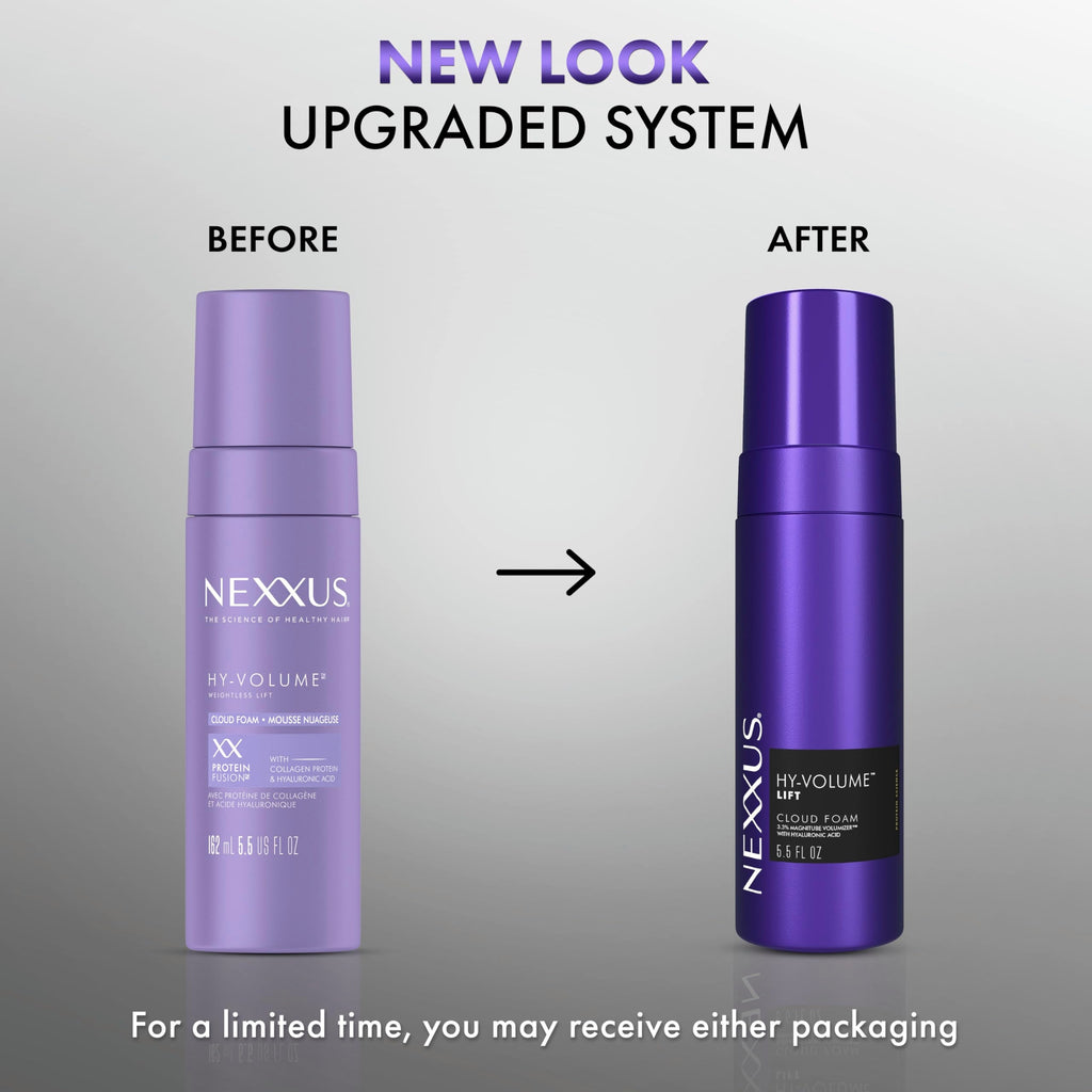 Nexxus HY-VOLUME Cloud Foam - Weightless Lift for Flat Hair, 48h Volume, Collagen + Hyaluronic Acid, 5.5 fl oz