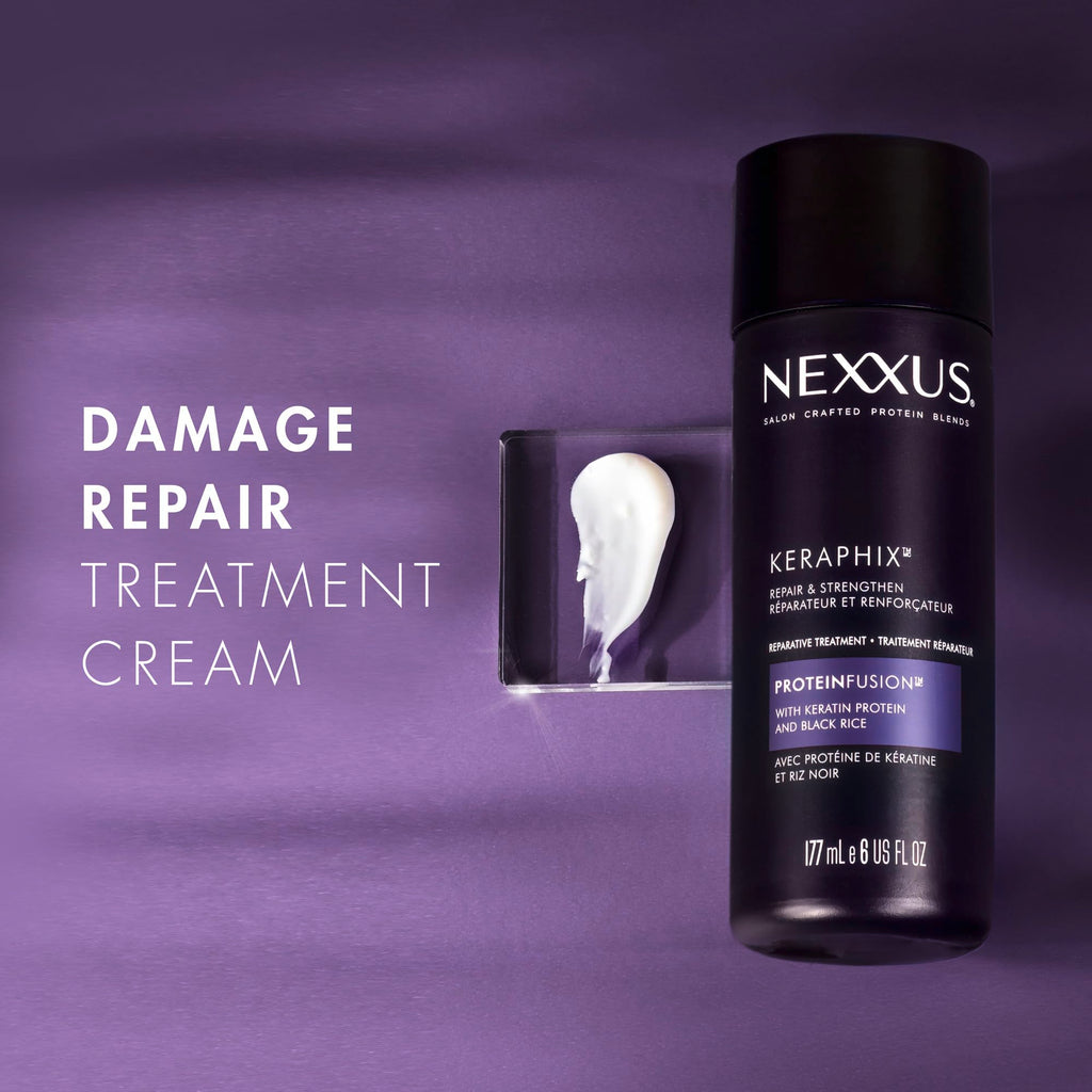 Nexxus Keraphix Damage Repair Pre-Wash Treatment Cream with Keratin Protein & Black Rice – 6 oz
