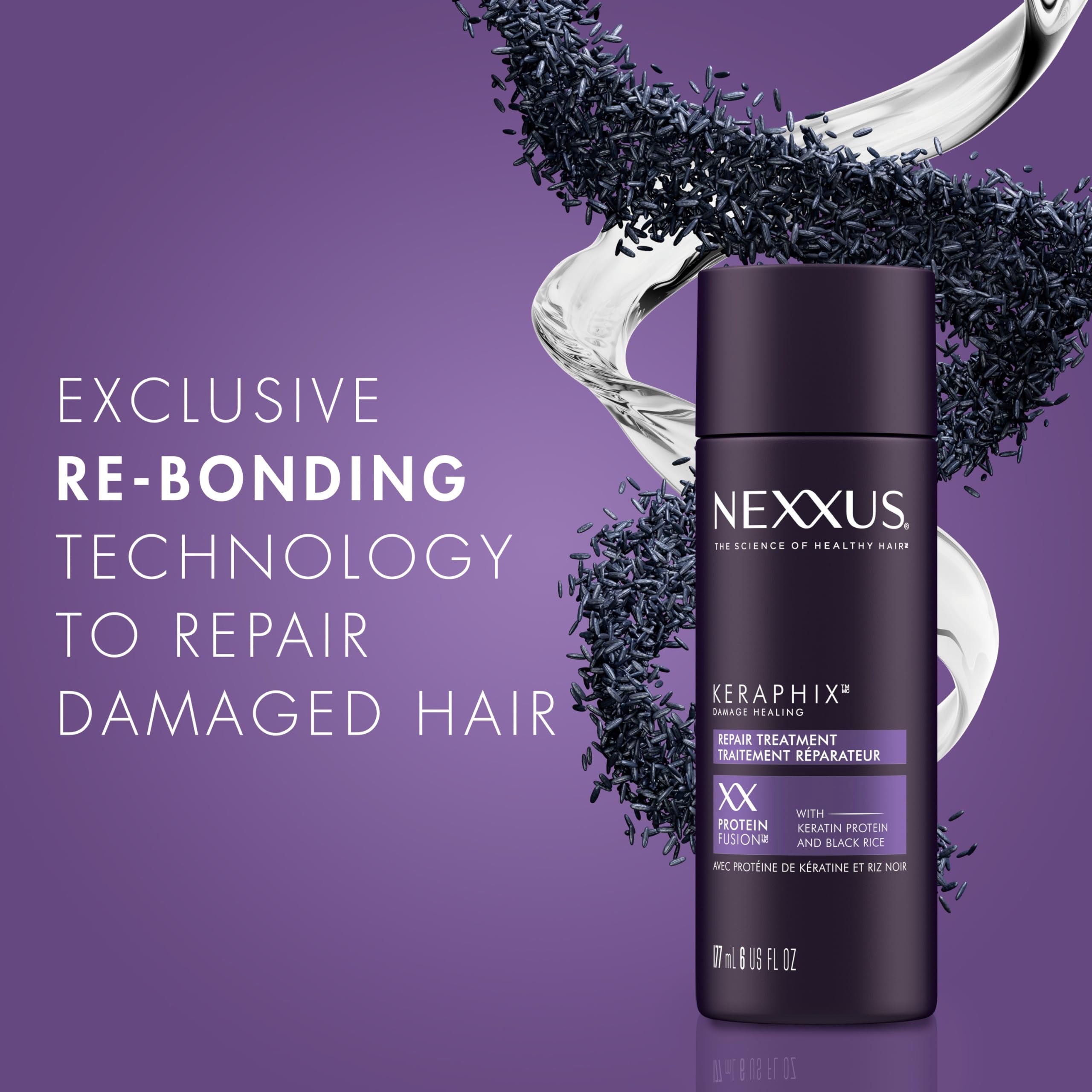 Nexxus Keraphix Damage Repair Pre-Wash Treatment Cream with Keratin Protein & Black Rice – 6 oz