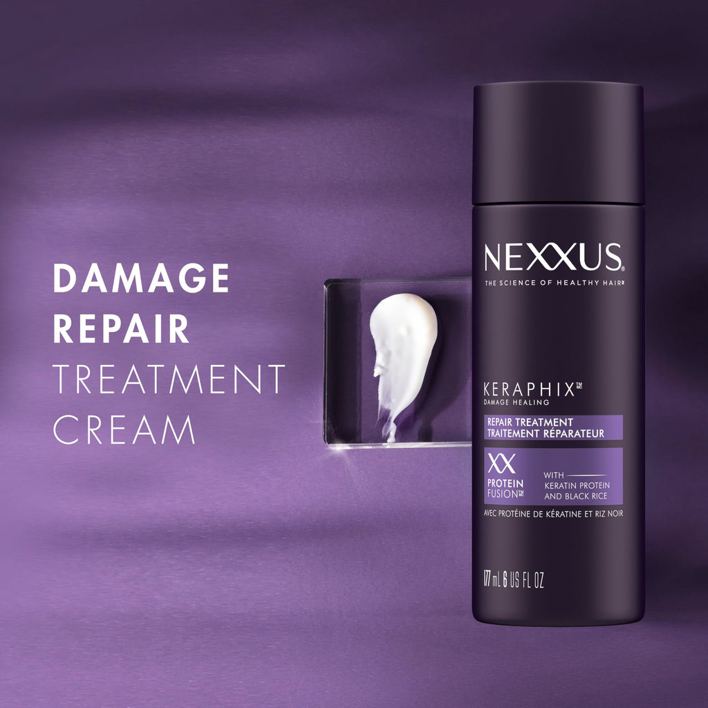 Nexxus Keraphix Damage Repair Pre-Wash Treatment Cream with Keratin Protein & Black Rice – 6 oz