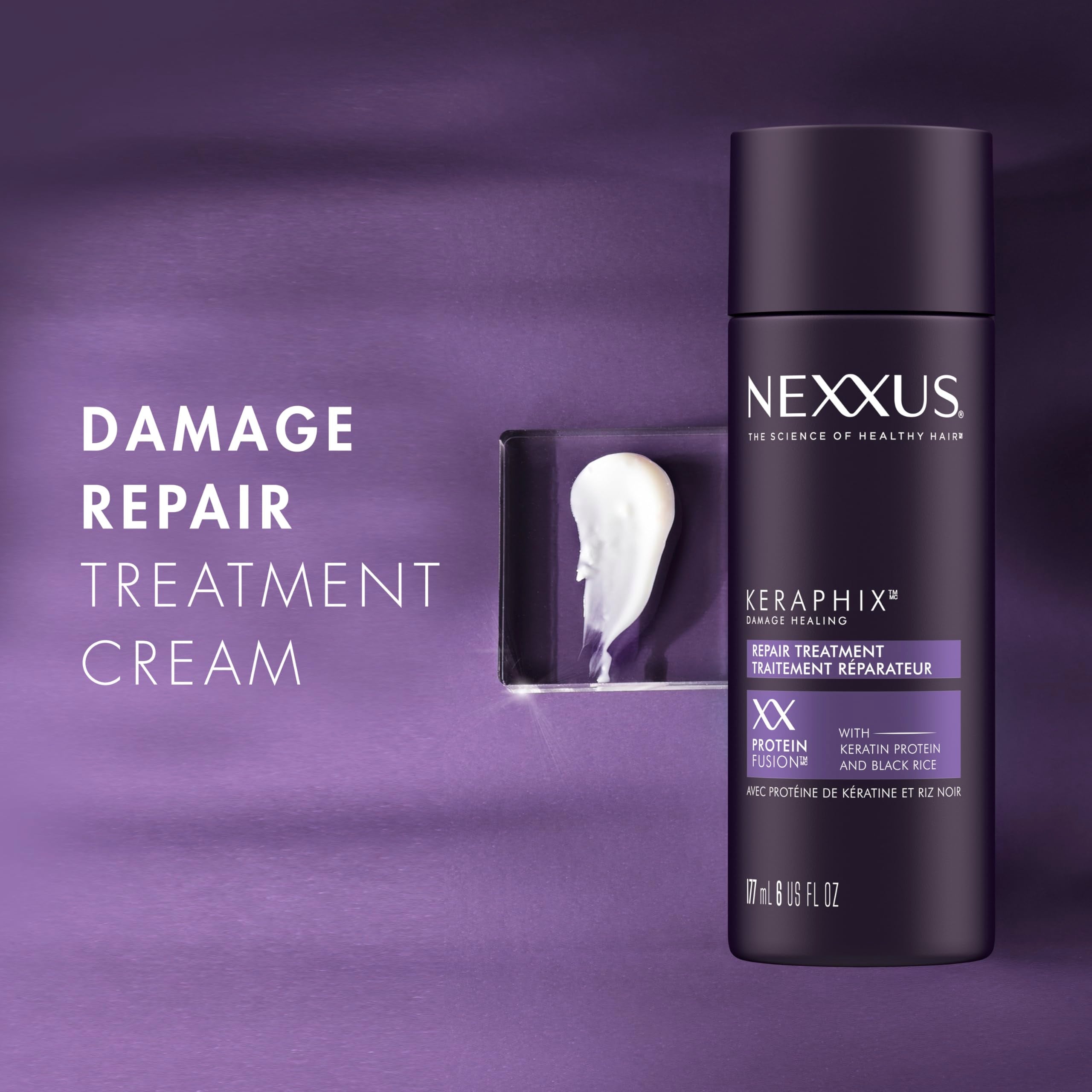 Nexxus Keraphix Damage Repair Pre-Wash Treatment Cream with Keratin Protein & Black Rice – 6 oz