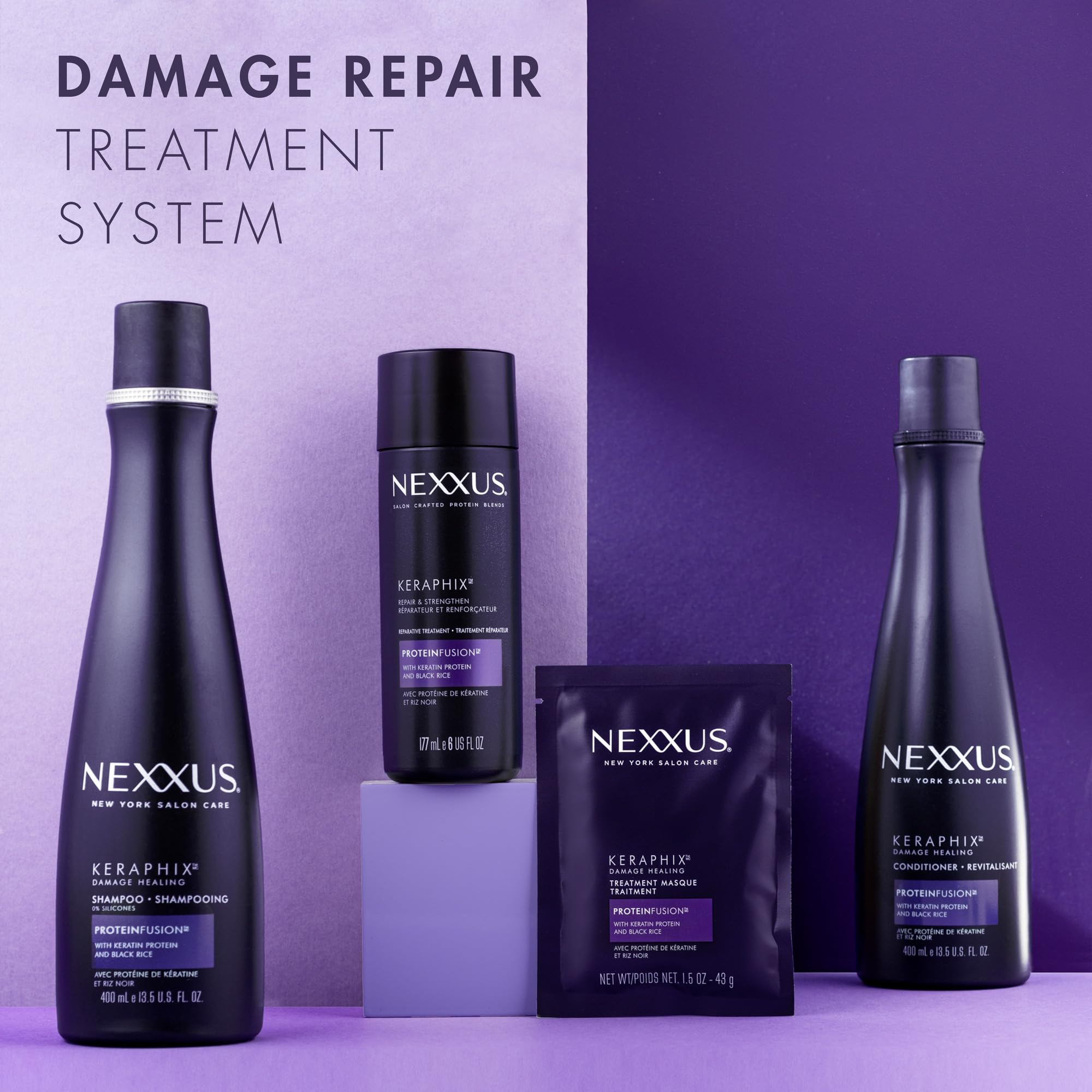 Nexxus Keraphix Damage Repair Pre-Wash Treatment Cream with Keratin Protein & Black Rice – 6 oz