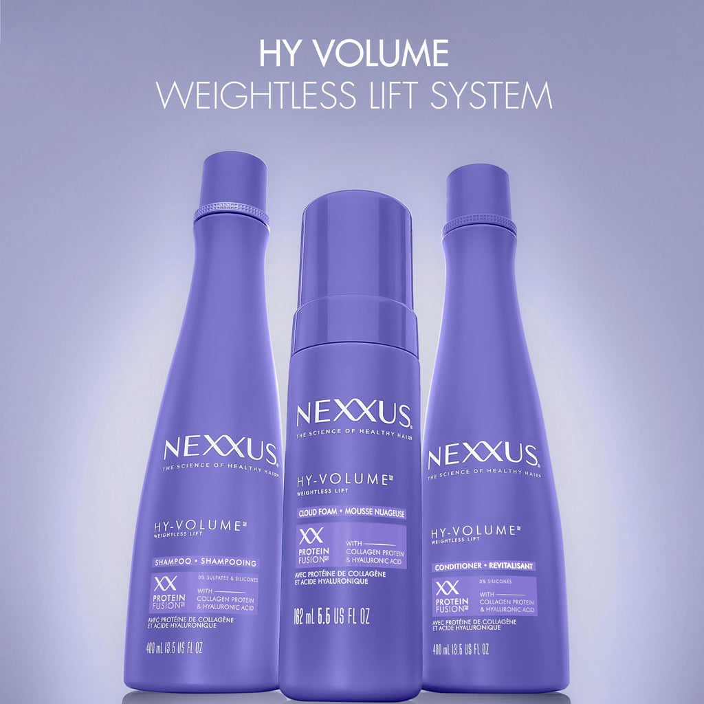 Nexxus HY-VOLUME Cloud Foam - Weightless Lift for Flat Hair, 48h Volume, Collagen + Hyaluronic Acid, 5.5 fl oz
