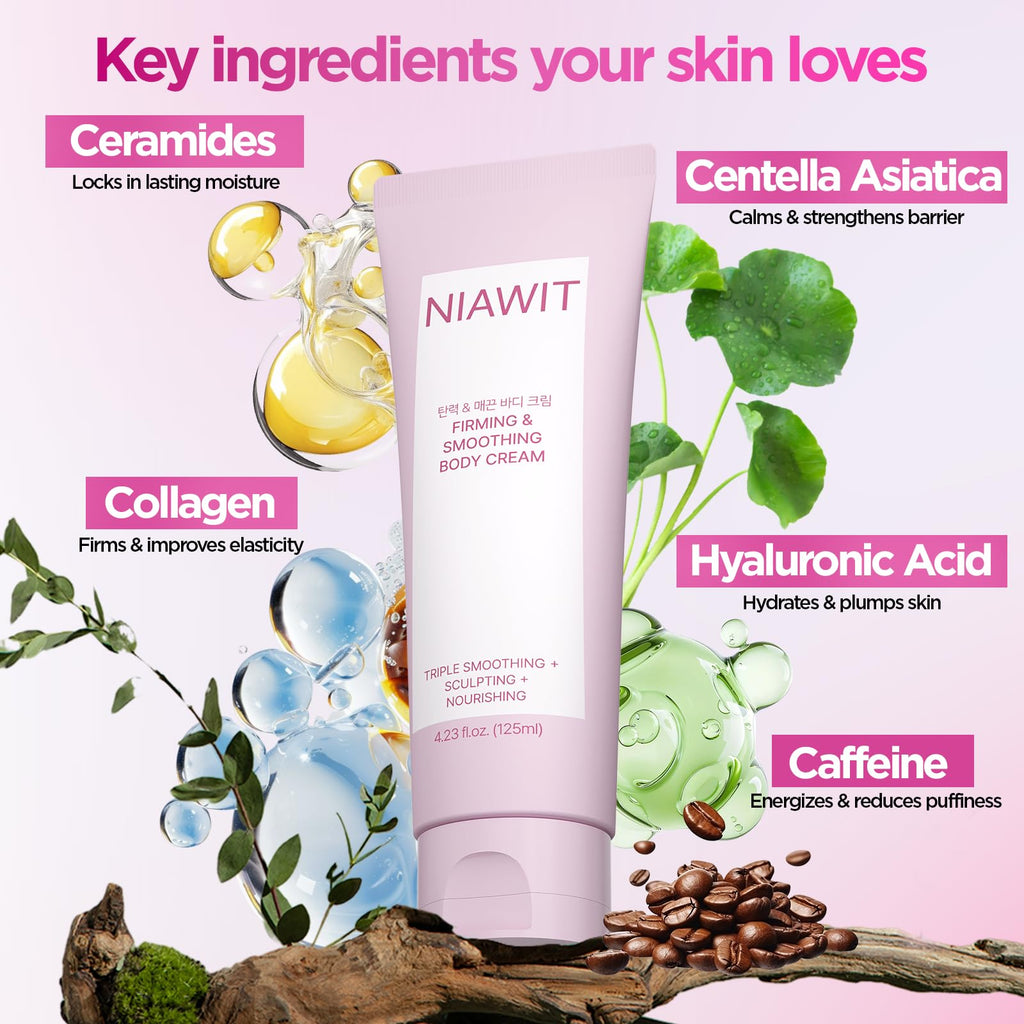 NIAWIT Firming Smoothing Body Cream – Lift & Tighten for Belly, Thighs & Butt (4.24 oz)