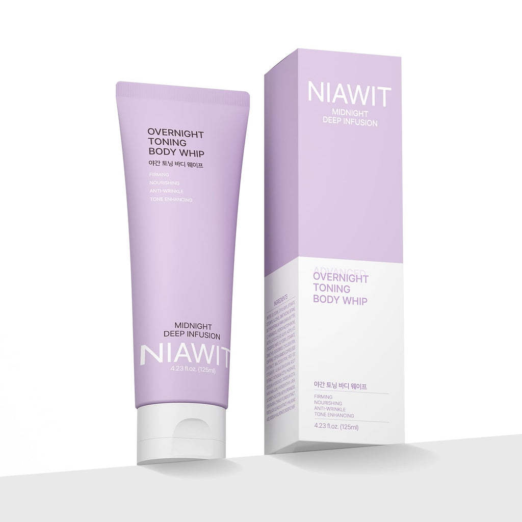 NIAWIT Overnight Toning Body Whip – Firming Night Cream for Crepey Skin (Arms, Thighs, Belly) 4.23 oz
