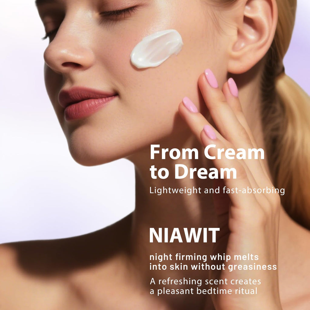 NIAWIT Overnight Toning Body Whip – Firming Night Cream for Crepey Skin (Arms, Thighs, Belly) 4.23 oz