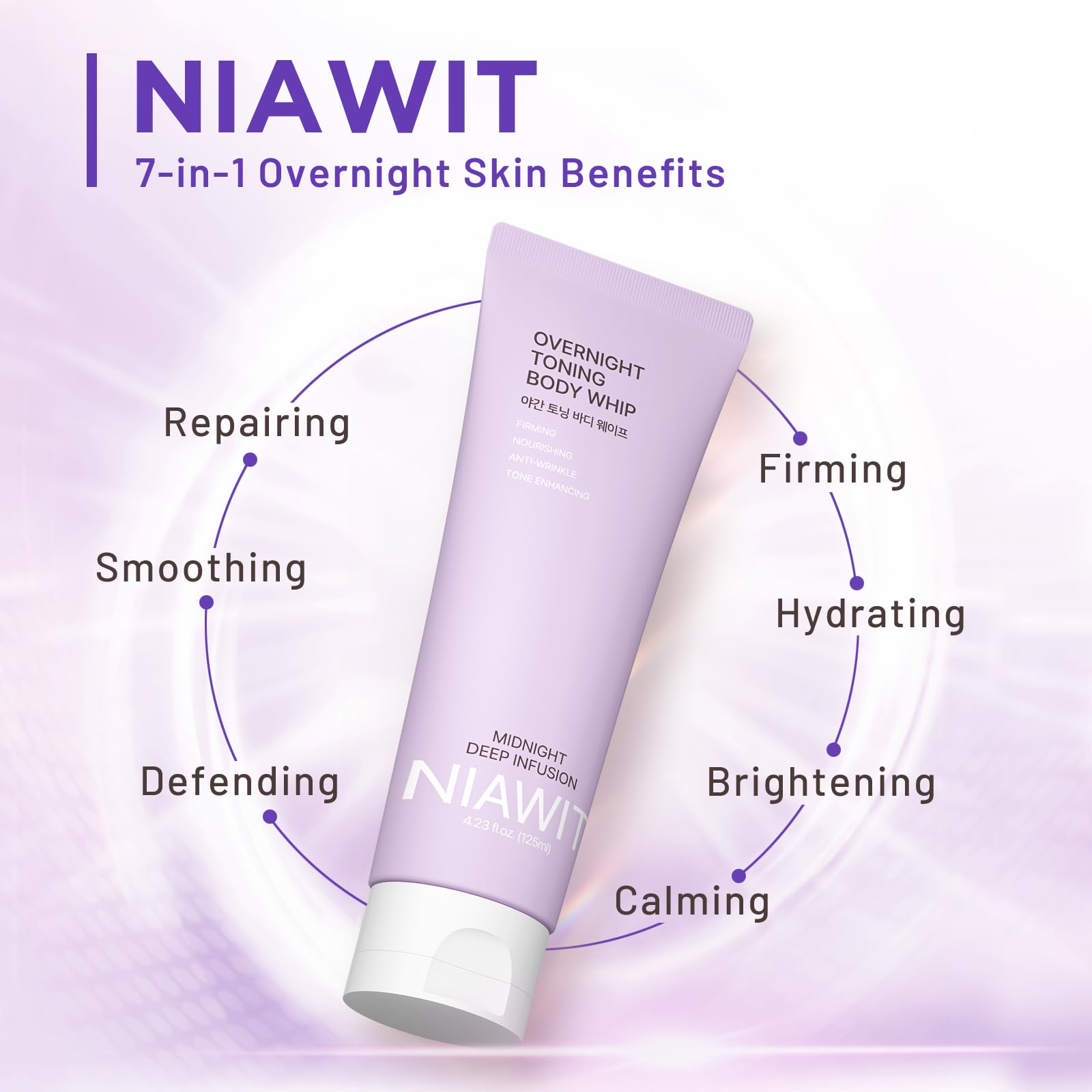 NIAWIT Overnight Toning Body Whip – Clinically Tested Night Cream for Firming & Moisturizing Arms, Thighs & Belly | Sleep-Driven Tone Improvement