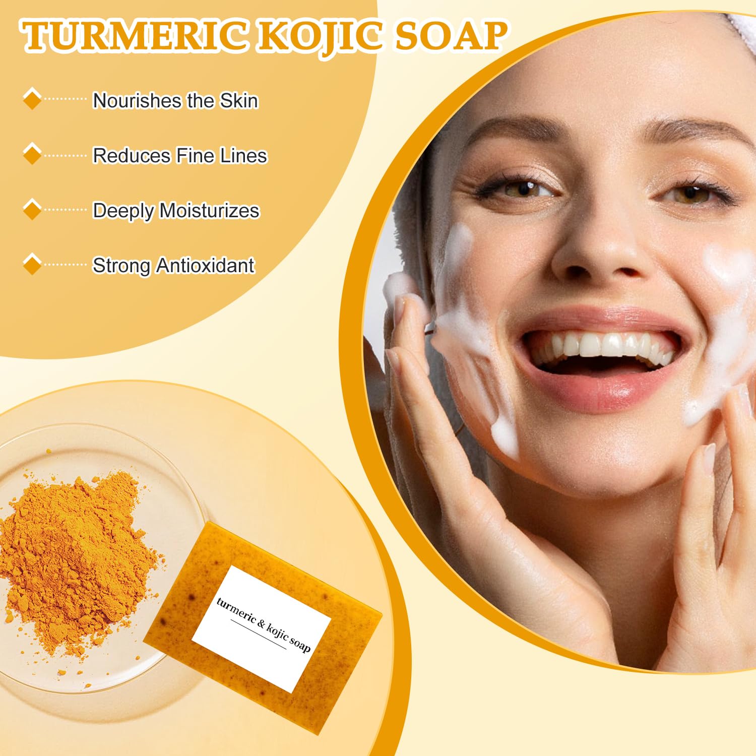 Nicgou Lemon Turmeric Kojic Soap – Handmade Face & Body Bar (4pcs)