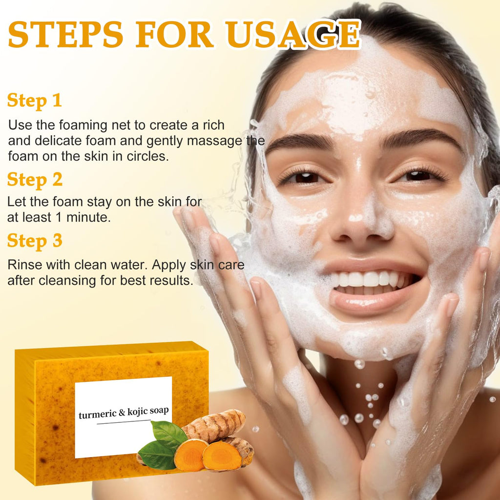 Nicgou Lemon Turmeric Soap – Handmade Turmeric Soap Bar for Face & Body (2pcs)