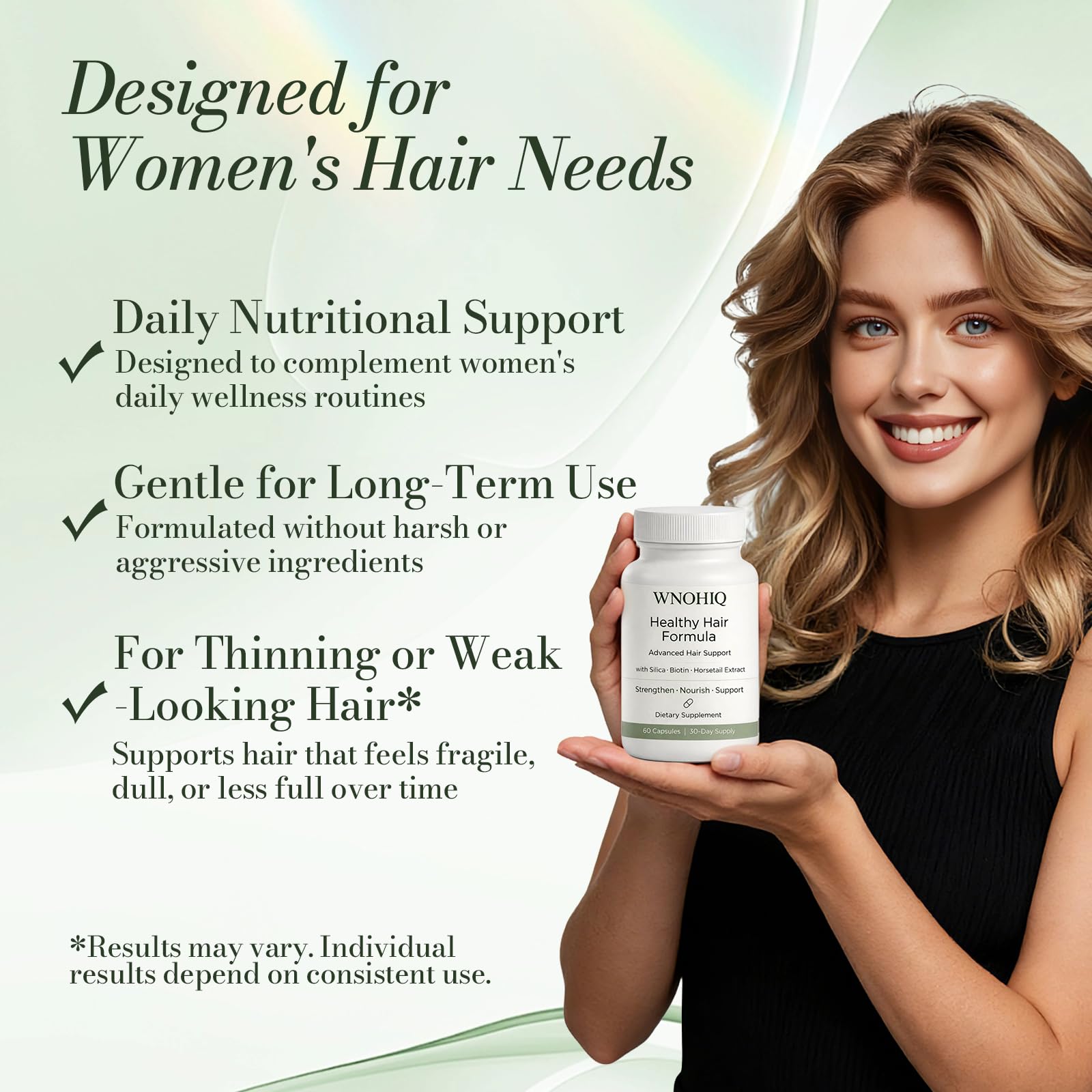 Nichalous Healthy Hair Formula for Women – Silica & Horsetail, 30 Day Supply