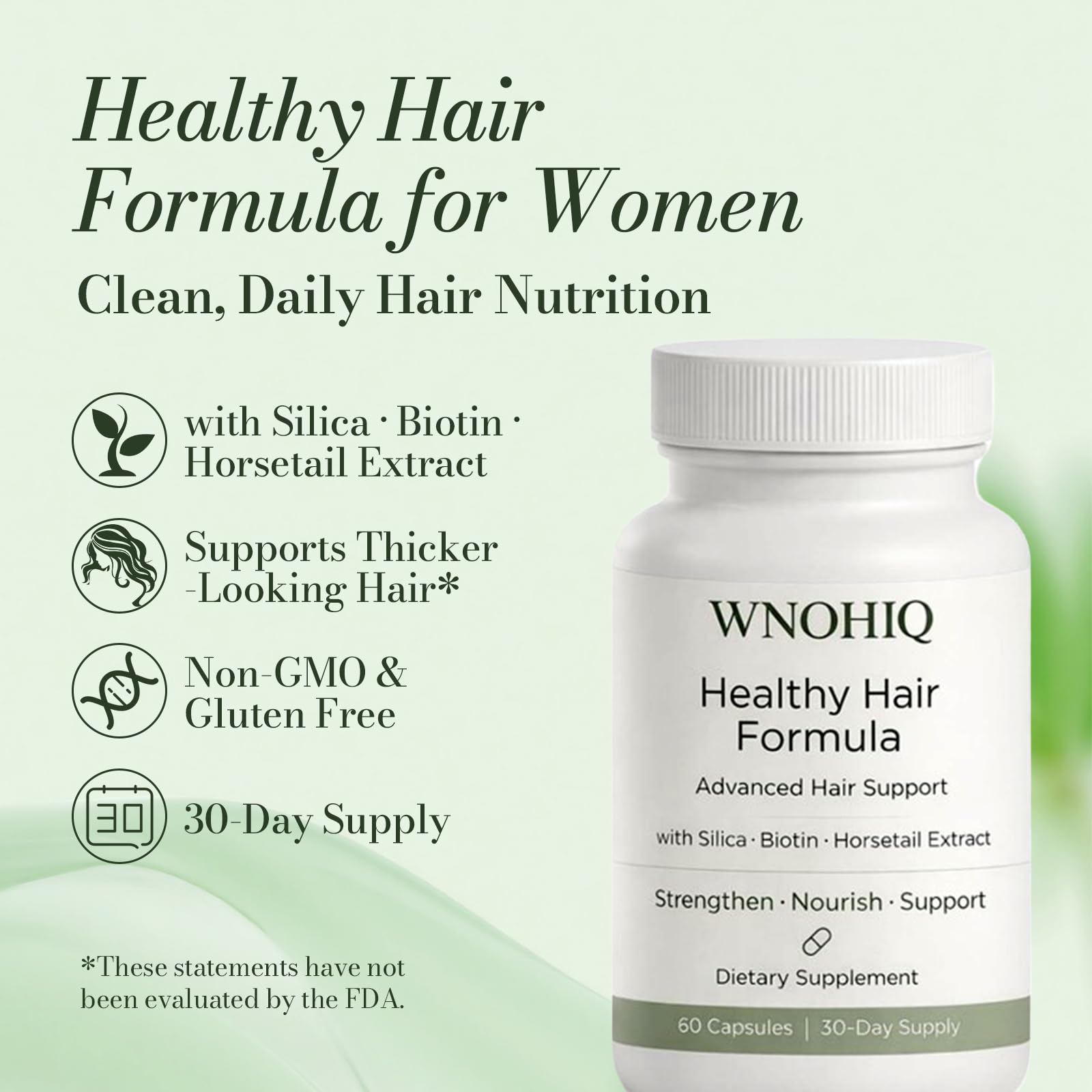 Nichalous Healthy Hair Formula for Women – Silica & Horsetail, 30 Day Supply