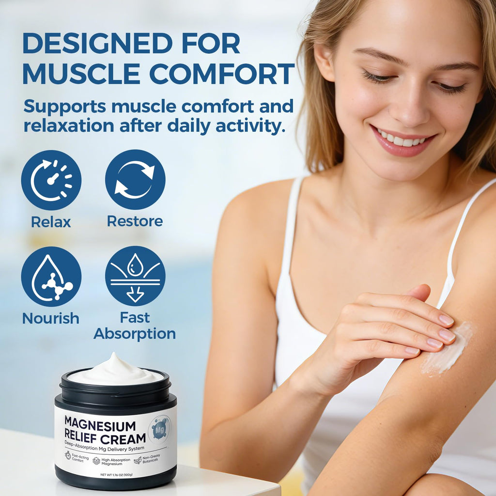Nichalous Magnesium Joint Relief Cream – Deep Absorption, Fast-Acting, Non-Greasy Lotion (1.76 oz)