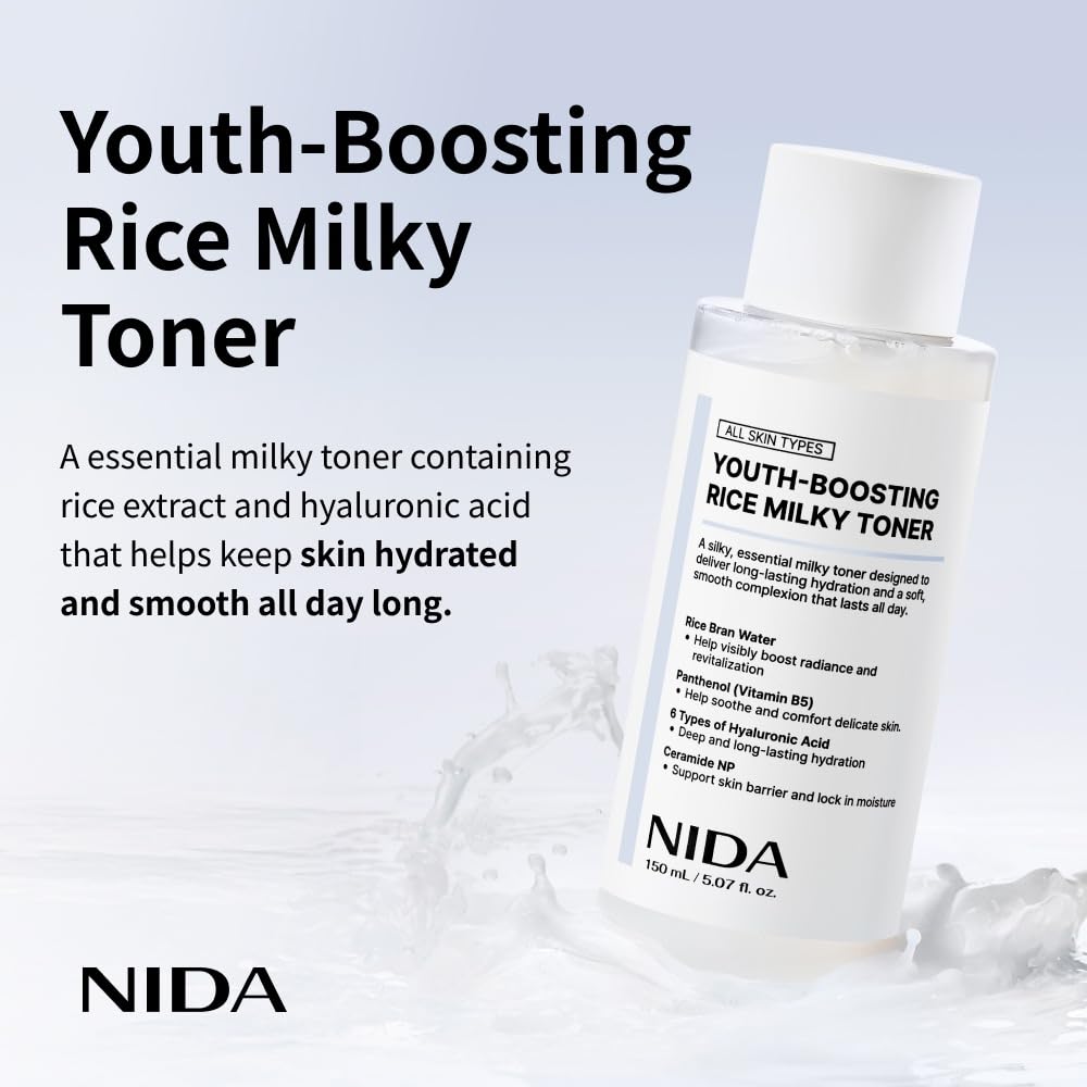 NIDA Youth-Boosting Rice Milky Toner | Glass Skin Hydration, Niacinamide