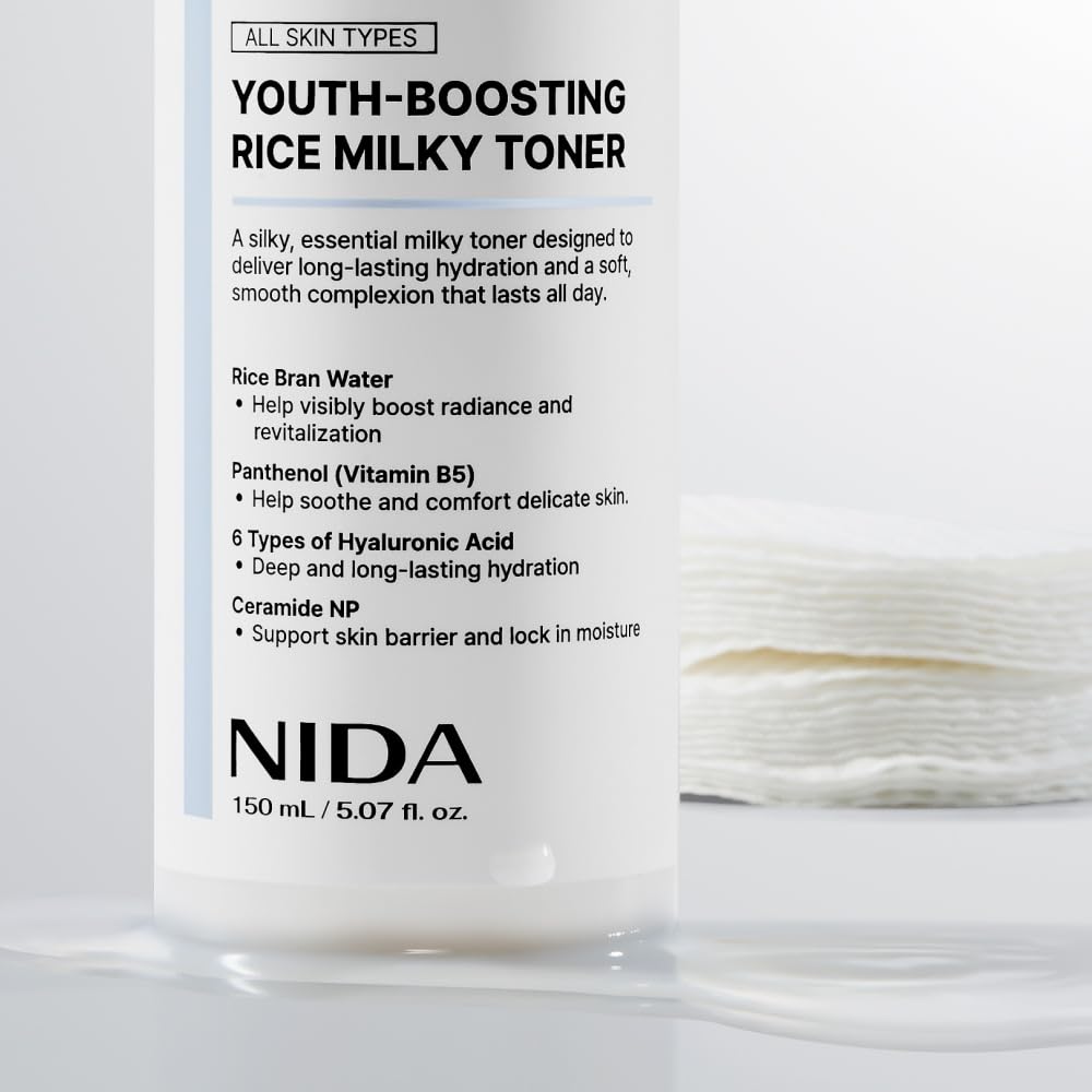 NIDA Youth-Boosting Rice Milky Toner | Glass Skin Hydration, Niacinamide