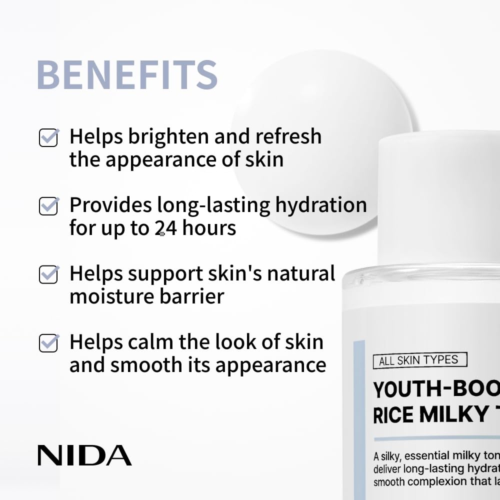 NIDA Youth-Boosting Rice Milky Toner | Glass Skin Hydration, Niacinamide