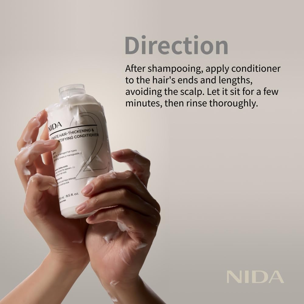 NIDA Ultimate Hair-Thickening & Root-Fortifying Conditioner | Soft, Shiny, Strong Hair | 8.5 fl oz / 250 ml