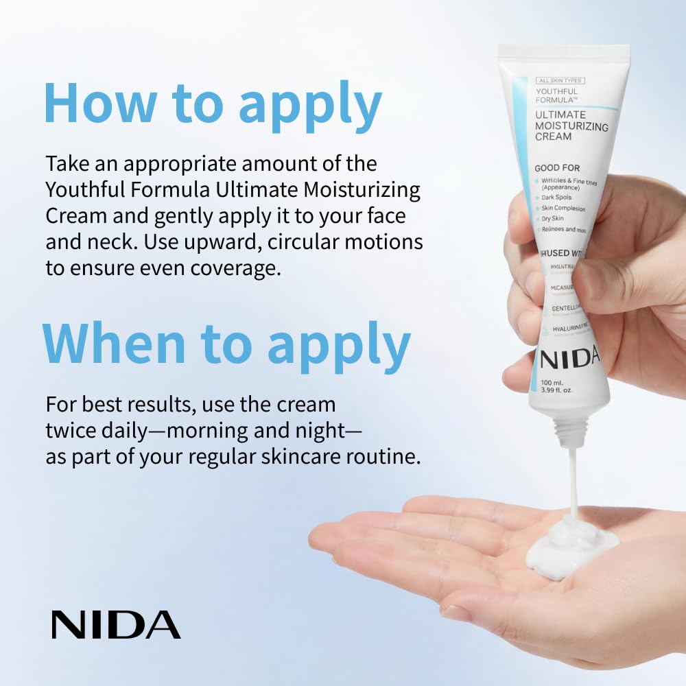NIDA Youthful Formula Ultimate Moisturizing Cream – Centella, Hyaluronic Acid, Niacinamide, Collagen