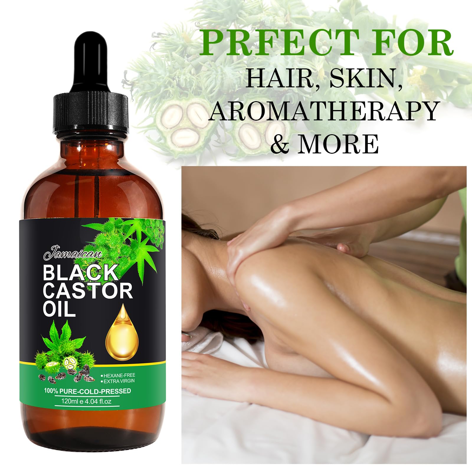 NIFEISHI Jamaican Black Castor Oil Organic Cold-Pressed, 4.04 fl oz – Multi-Purpose Hair & Skin Oil