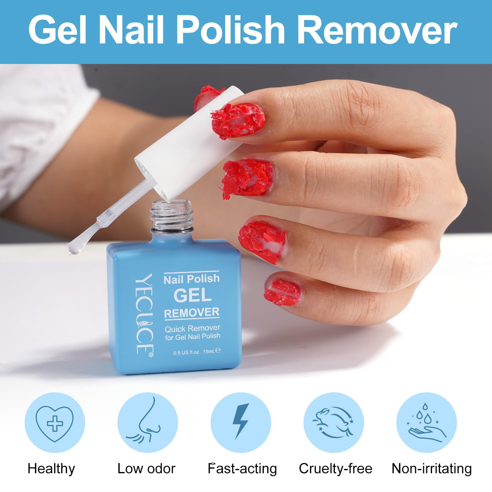 NIFEISHI Gel Nail Polish Remover 3pcs — Quick 3-5 Minute Foil-Free Removal (15ml)