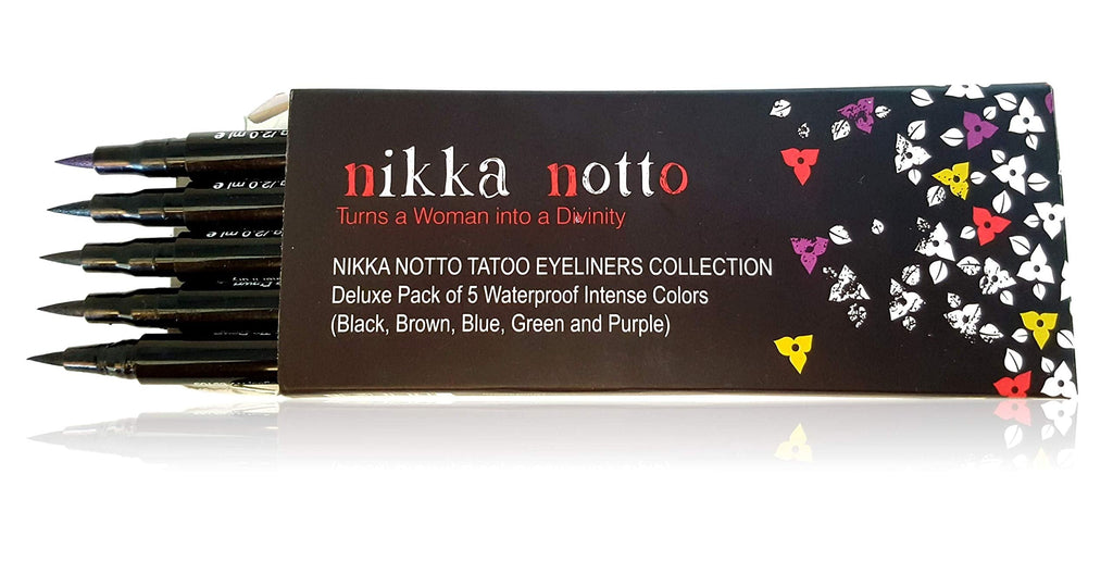 Nikka Notto Waterproof Liquid Eyeliner Set – 5 Intense Satin Colors