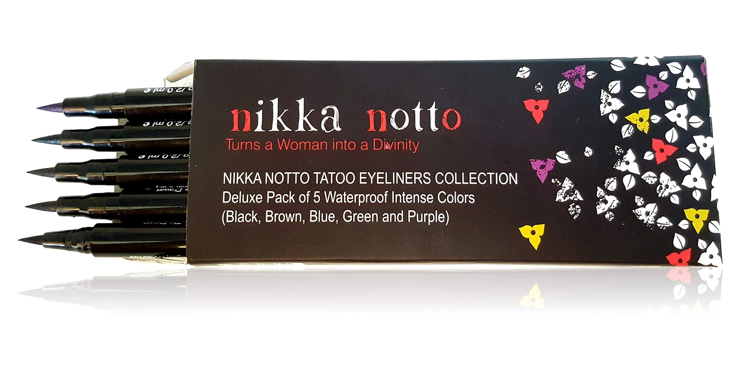 Nikka Notto Waterproof Liquid Eyeliner Set – 5 Intense Satin Colors