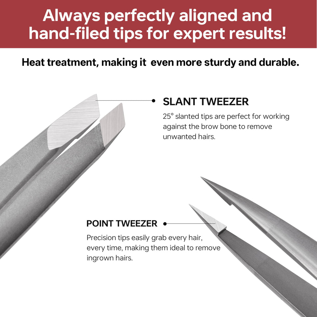 NILIYA Eyebrow Tweezers for Women – Ultra-Fine 0.15mm Slanted Tip, Ergonomic Design