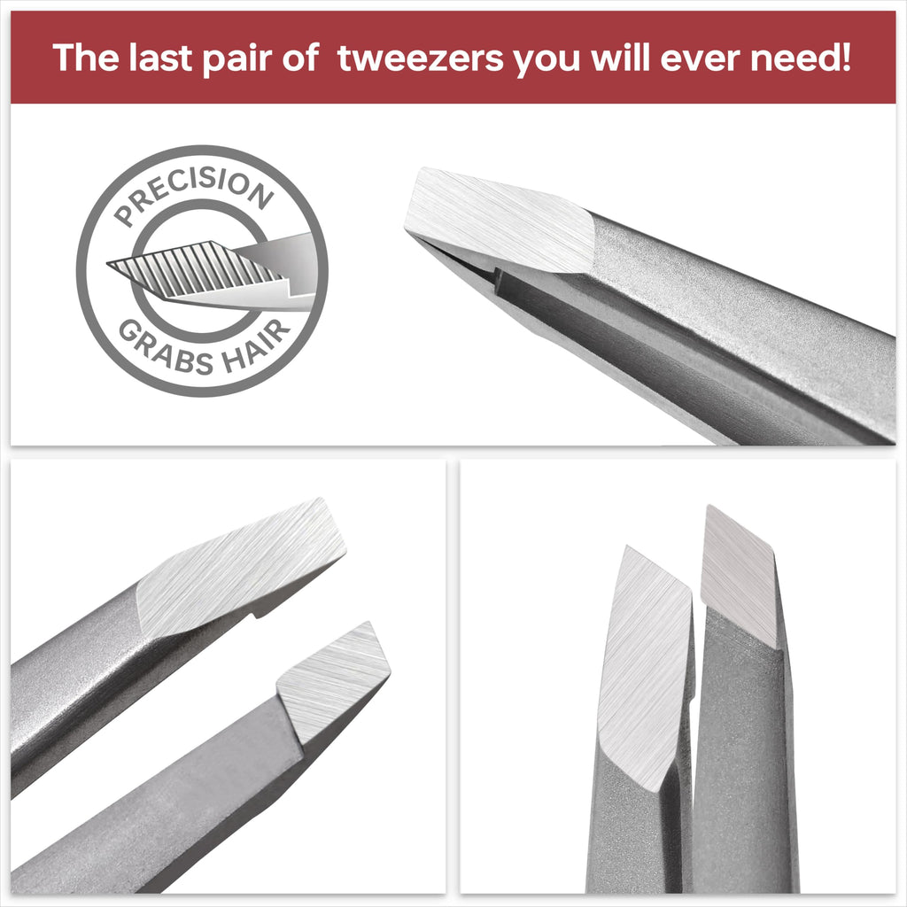 NILIYA Eyebrow Tweezers for Women – Ultra-Fine 0.15mm Slanted Tip, Ergonomic Design