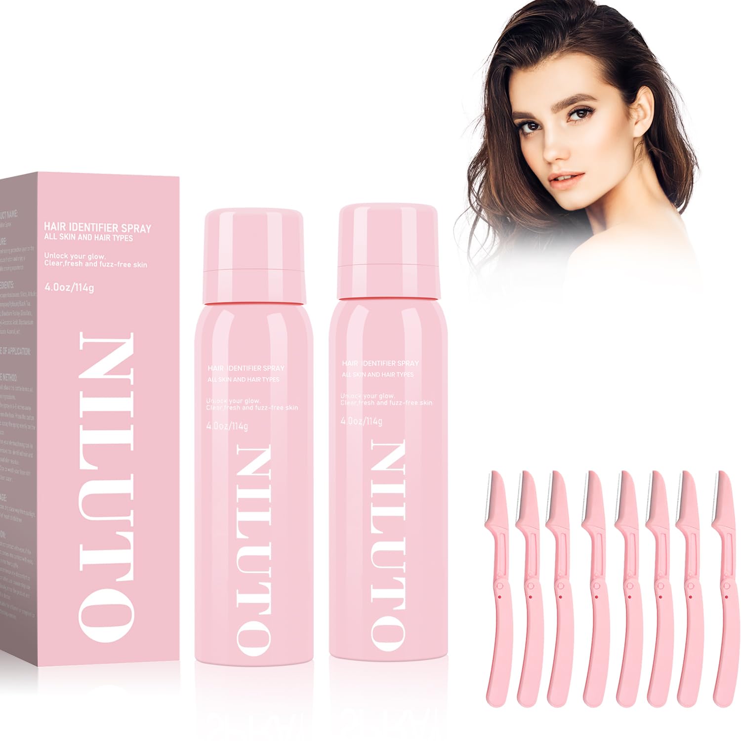 NILUTO 2-Pack Hair Identifier Spray for Face Shaving & Skin Care