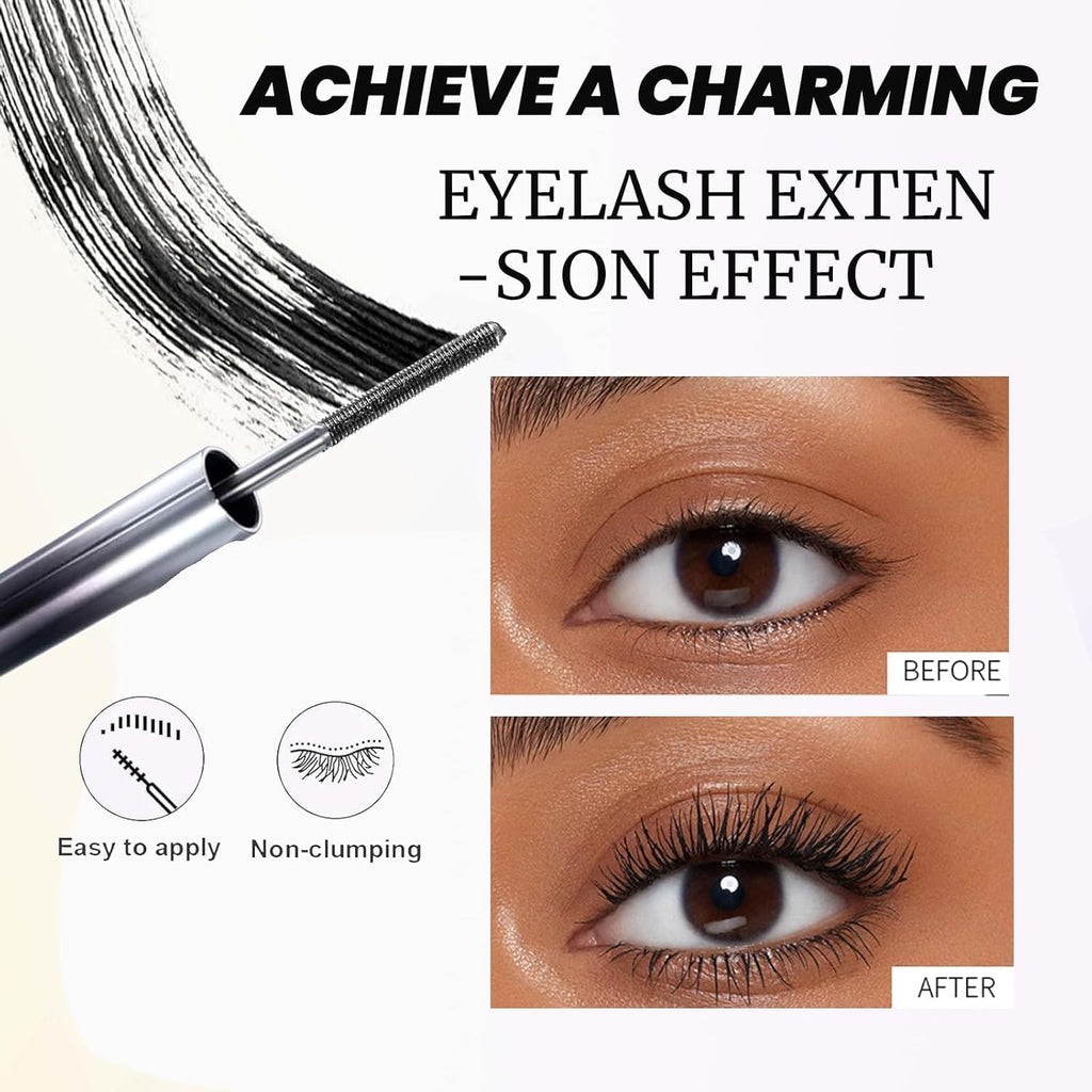 Nine-Tailed Fox Iron Wand Mascara – 3D Curl, Waterproof, Brushless Metal Wand (Black)