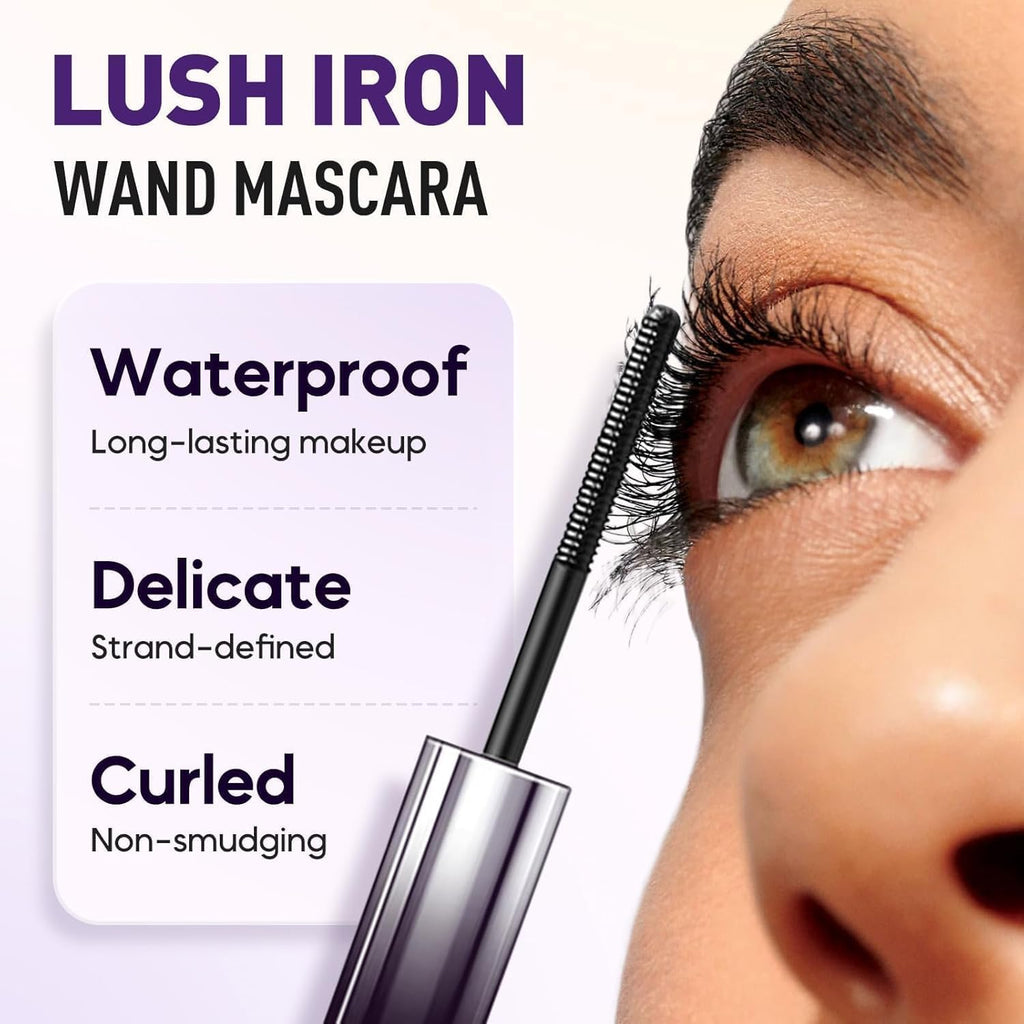 Nine-Tailed Fox Iron Wand Mascara – 3D Curl, Waterproof, Brushless Metal Wand (Black)