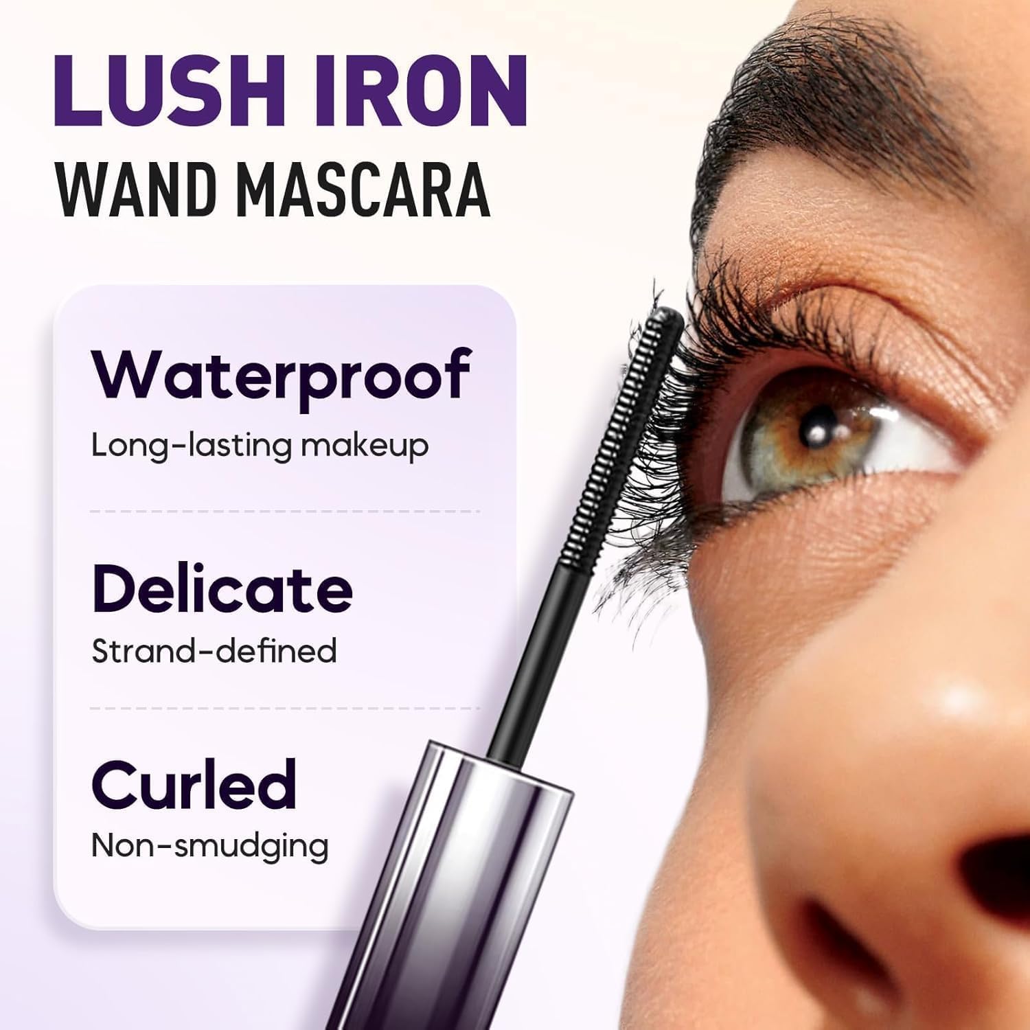 Nine-Tailed Fox Iron Wand Mascara – 3D Curl, Waterproof, Brushless Metal Wand (Black)