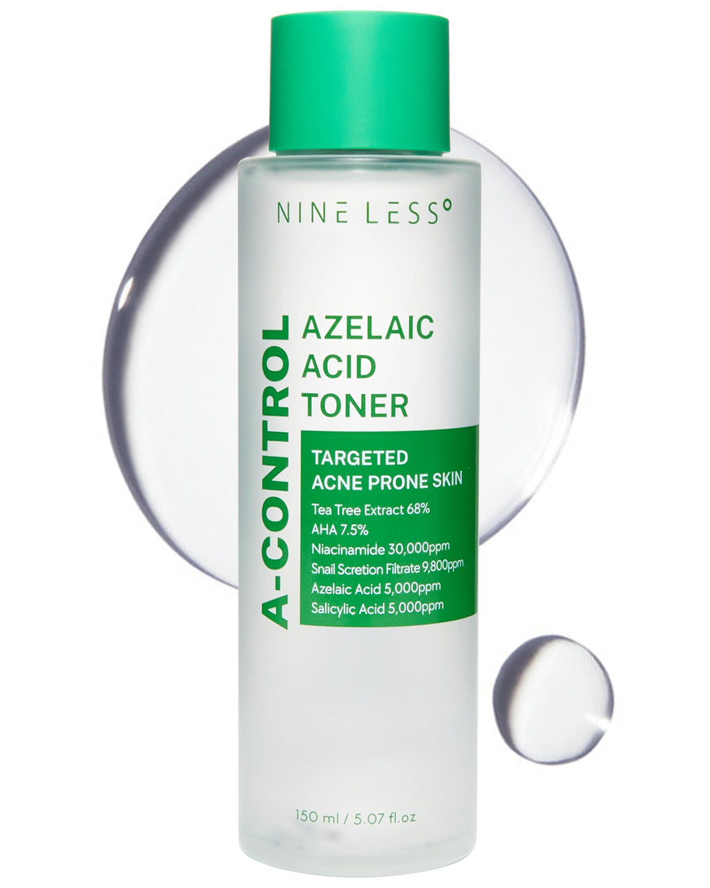 NINELESS A-Control Azelaic Acid Toner with AHA & BHA | Pore Refining & Soothing Toner