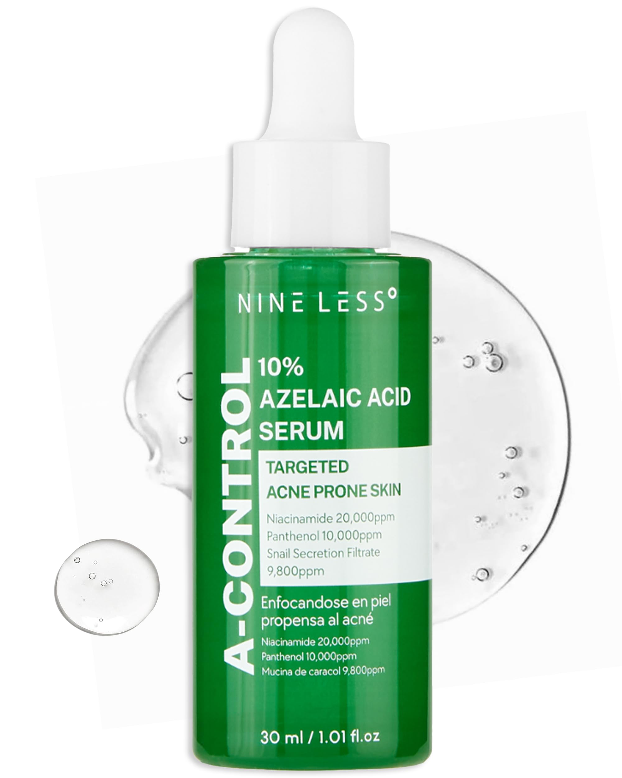 NINELESS 10% Azelaic Acid Serum with Niacinamide & Snail Mucin – Redness Relief & Dark Spot Corrector